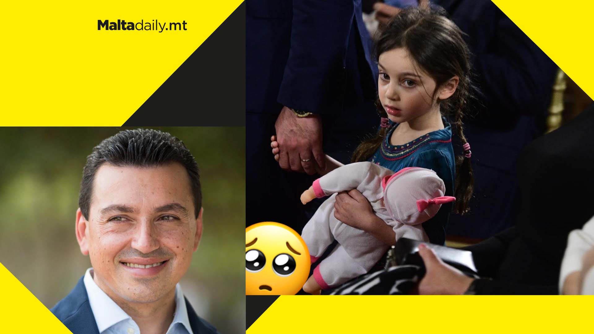 Aaron Farrugia's daughter taking her soft toy to the swearing in ceremony is the cutest thing ever