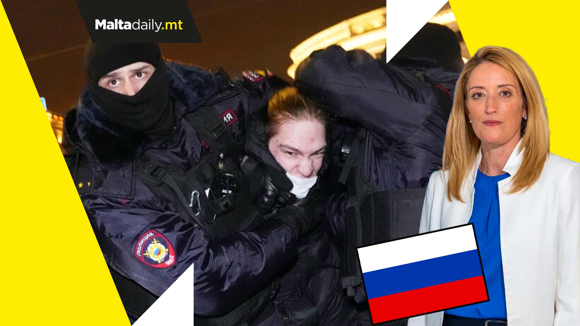 Roberta Metsola asks Russia to free all imprisoned protesters