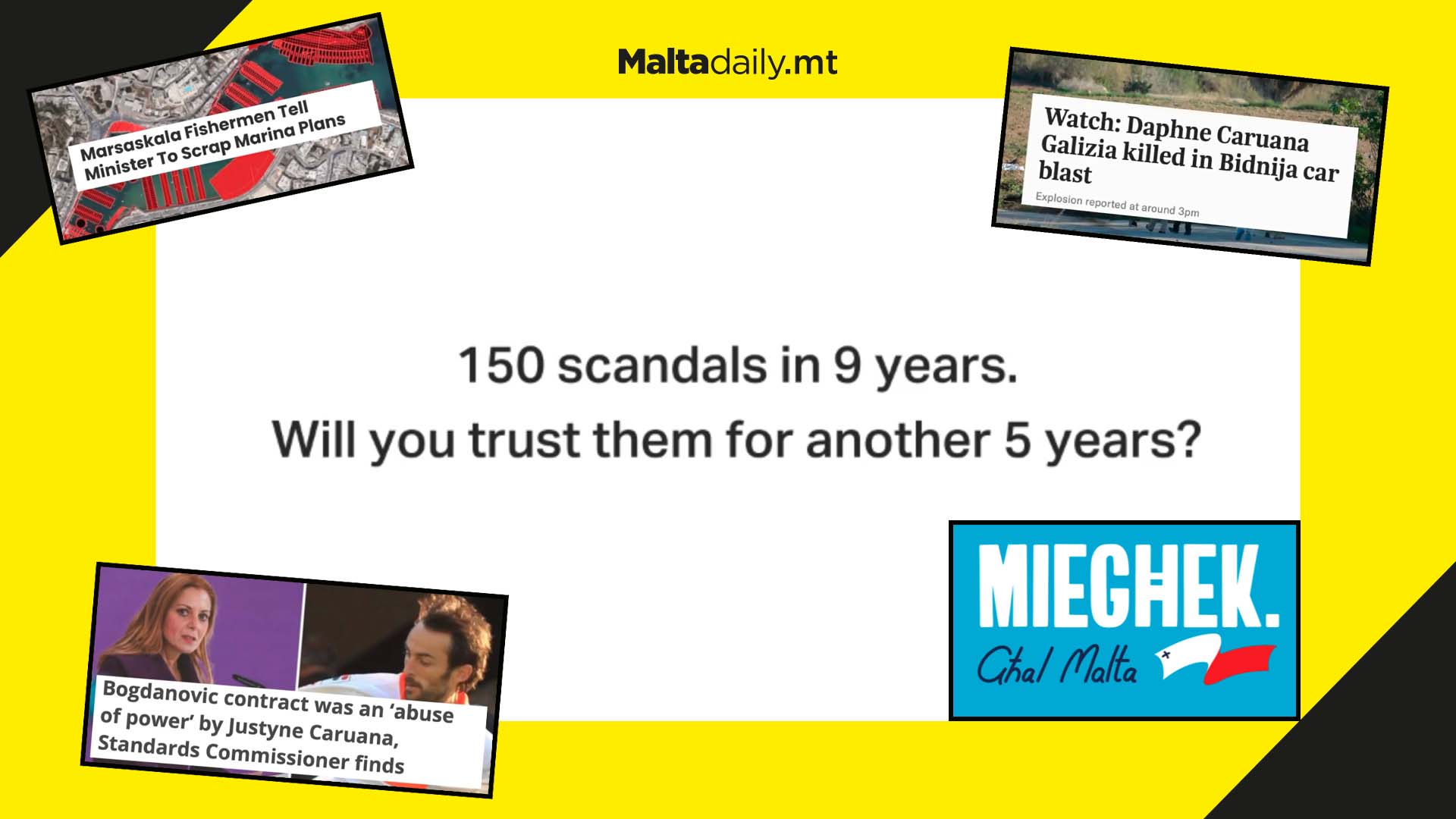 PN video reminds people of 150 scandals in 9 years by PL