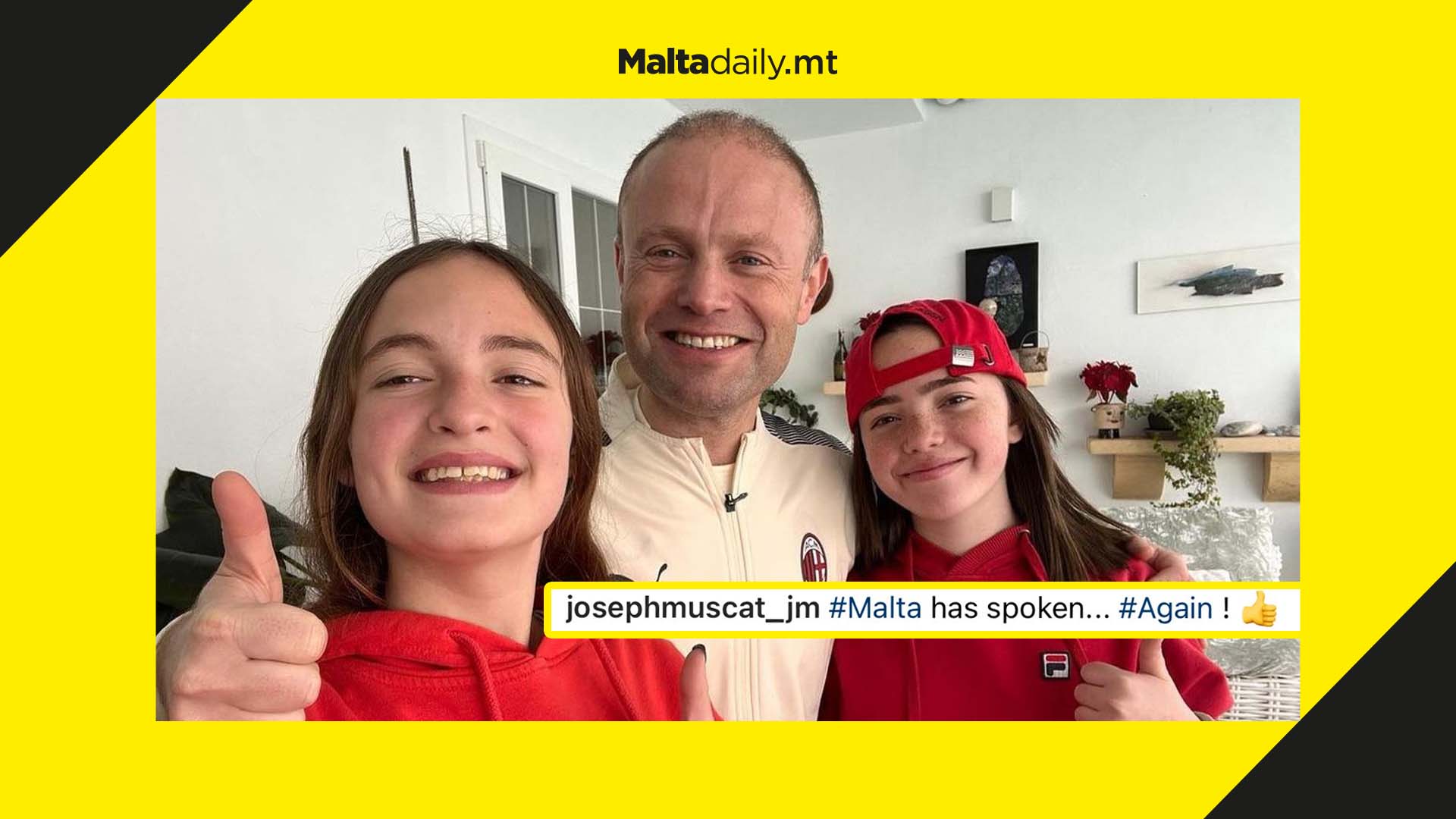 Joseph Muscat celebrates Labour Party victory; "Malta has spoken... again"
