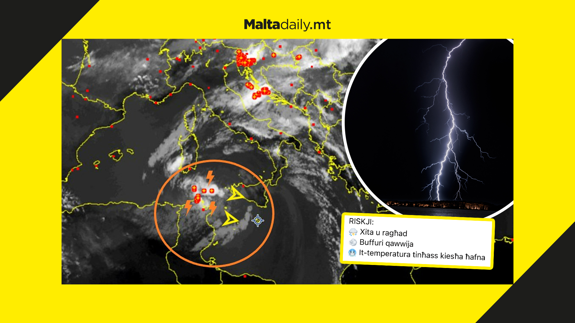 Maltese weather page forecasts potential rain, thunder & heavy winds on Saturday evening