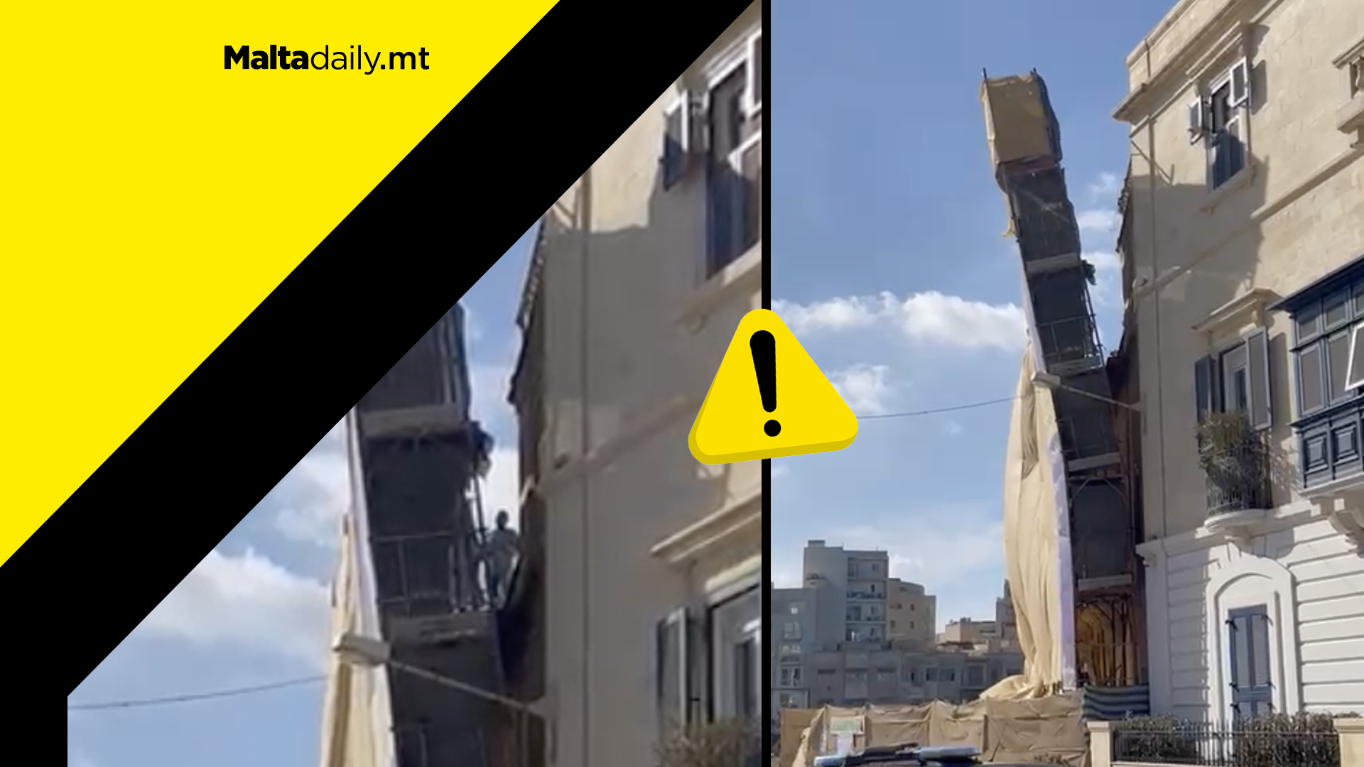 Panic in Sliema as worker attempts to secure collapsing scaffolding