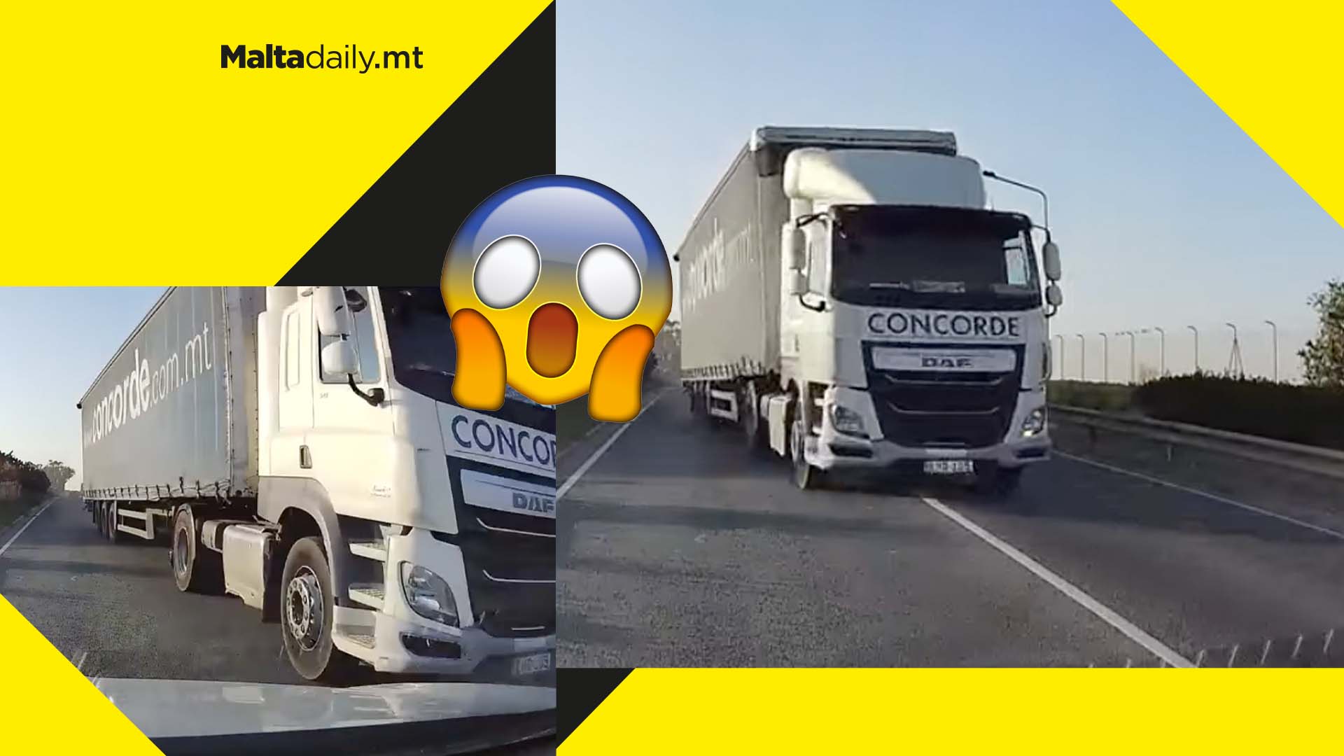 WATCH: Close call as trailer dangerously manoeuvres in Hal Far road