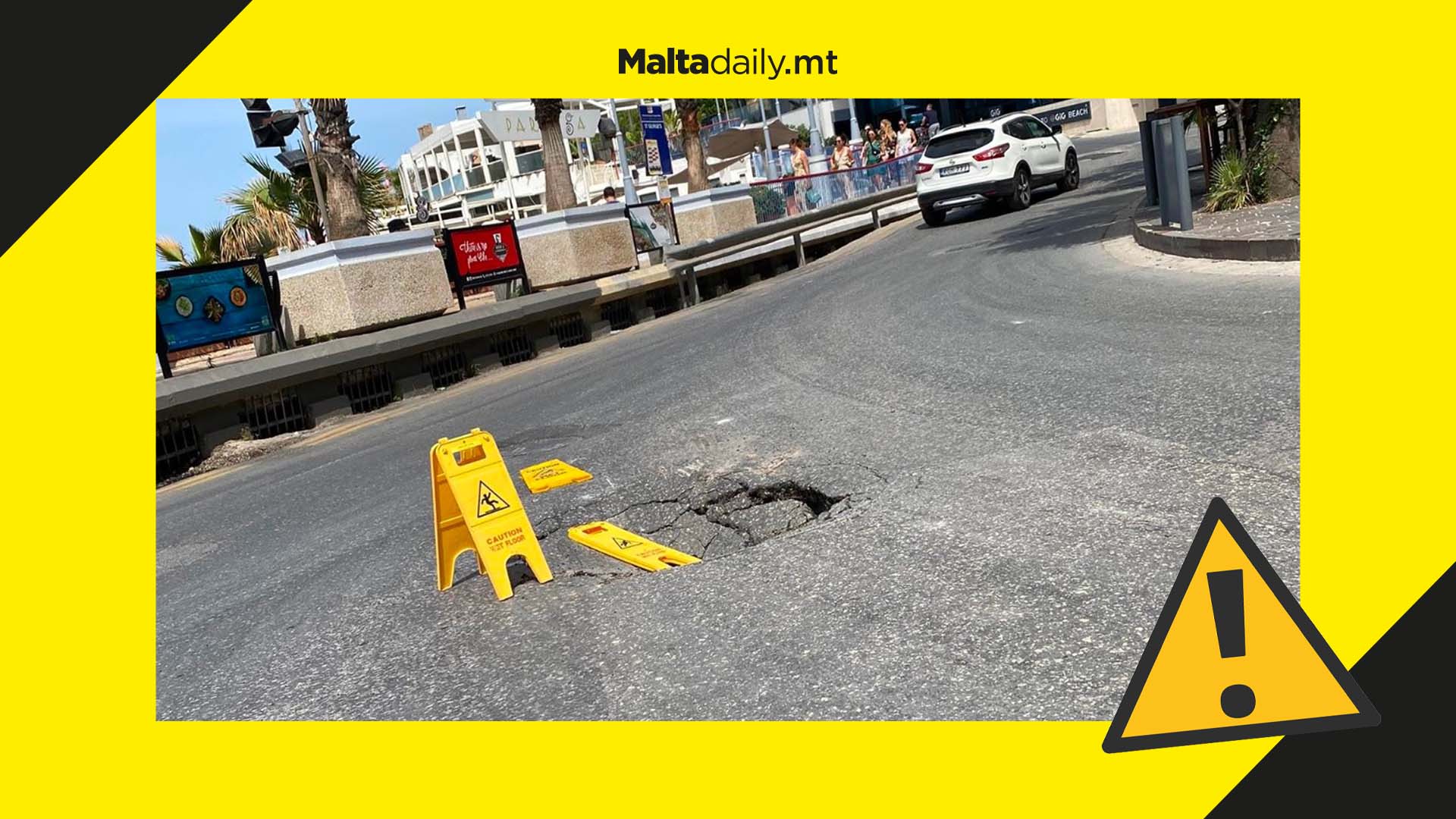 Caution advised as large hole appears in major St. Julian's road