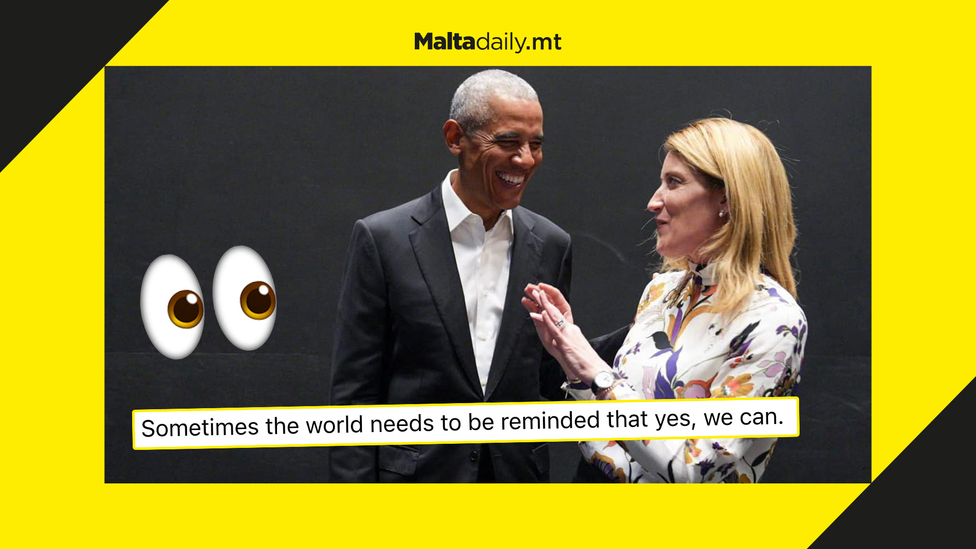 Roberta Metsola meets Barack Obama in Copenhagen to remind world that "yes, we can"