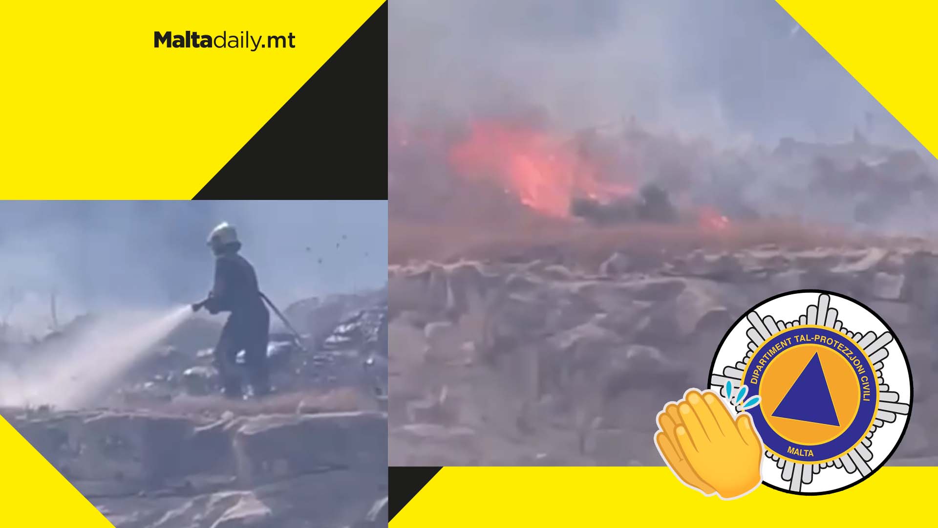 Civil Protection Malta tend to fires all across the island