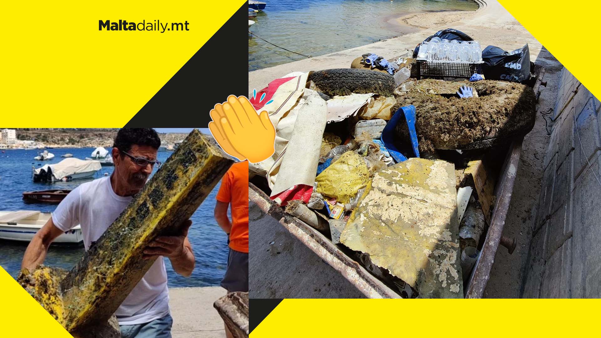 Piles of trash cleaned from St Paul’s Bay by divers