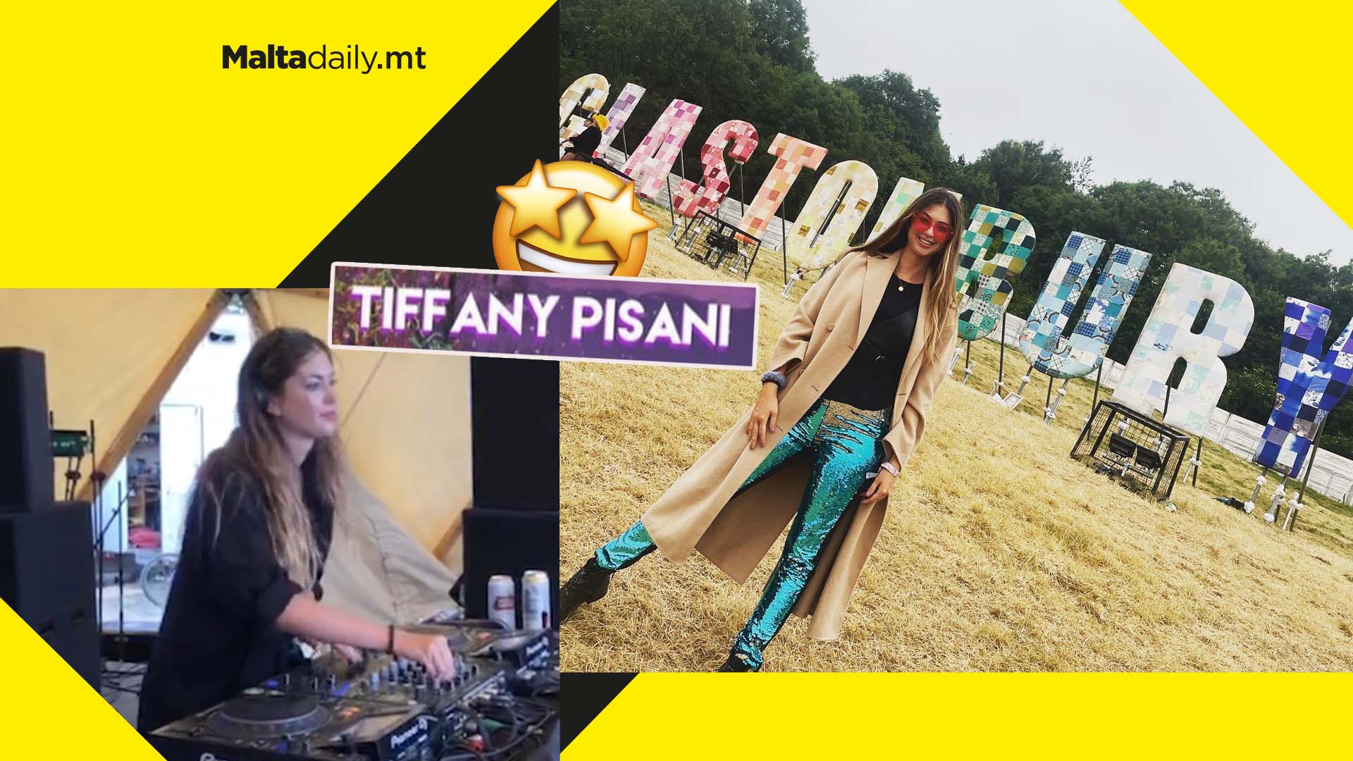 Maltese model and DJ Tiffany Pisani plays at UK's Glastonbury Festival