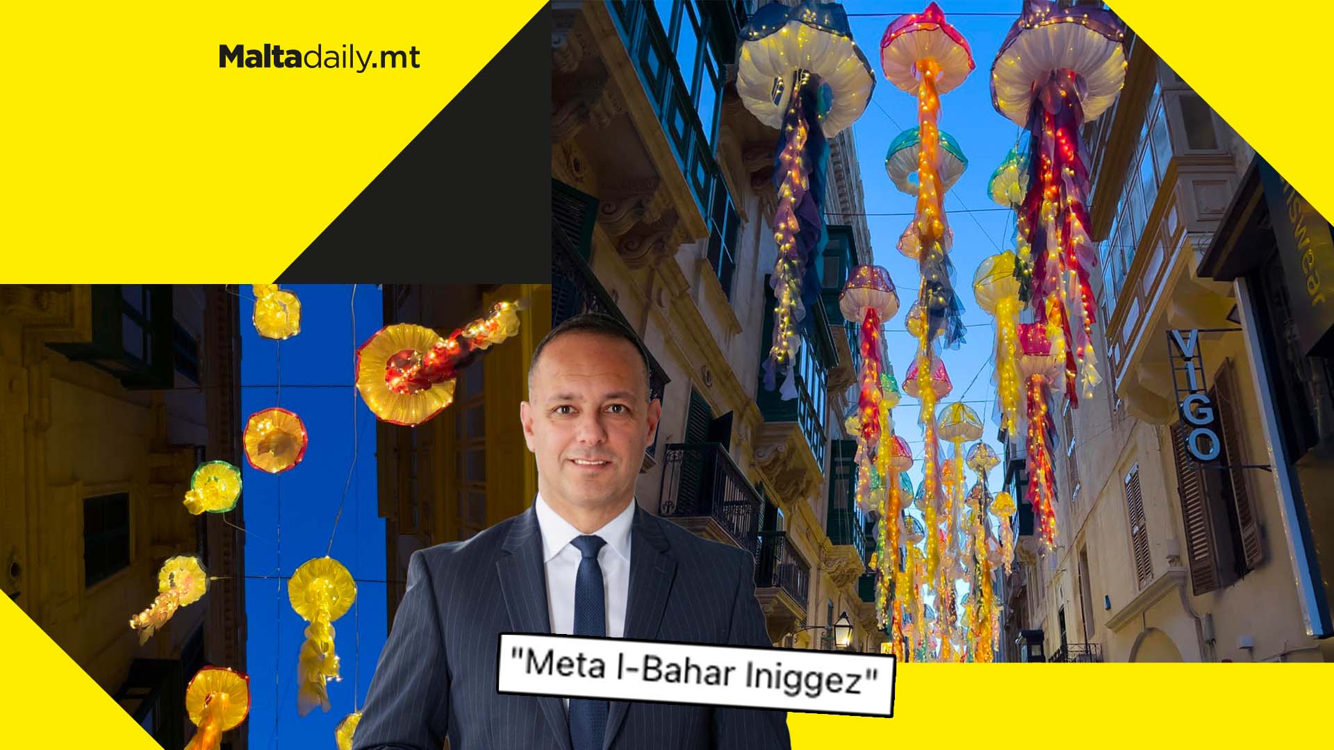 New Valletta art installation sees paper jellyfish decorate street