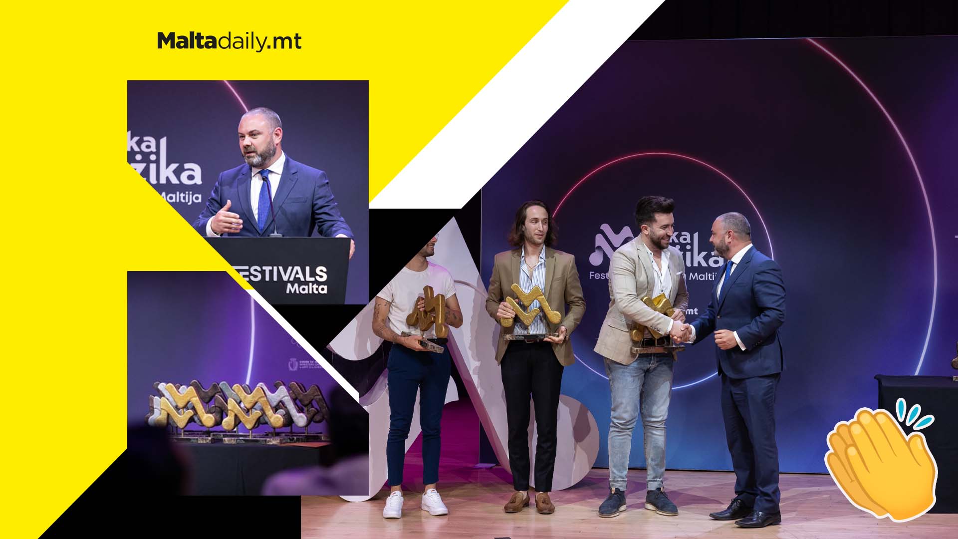 Festivals Malta presents the monetary prizes to the Mużika Mużika 2022 winners.