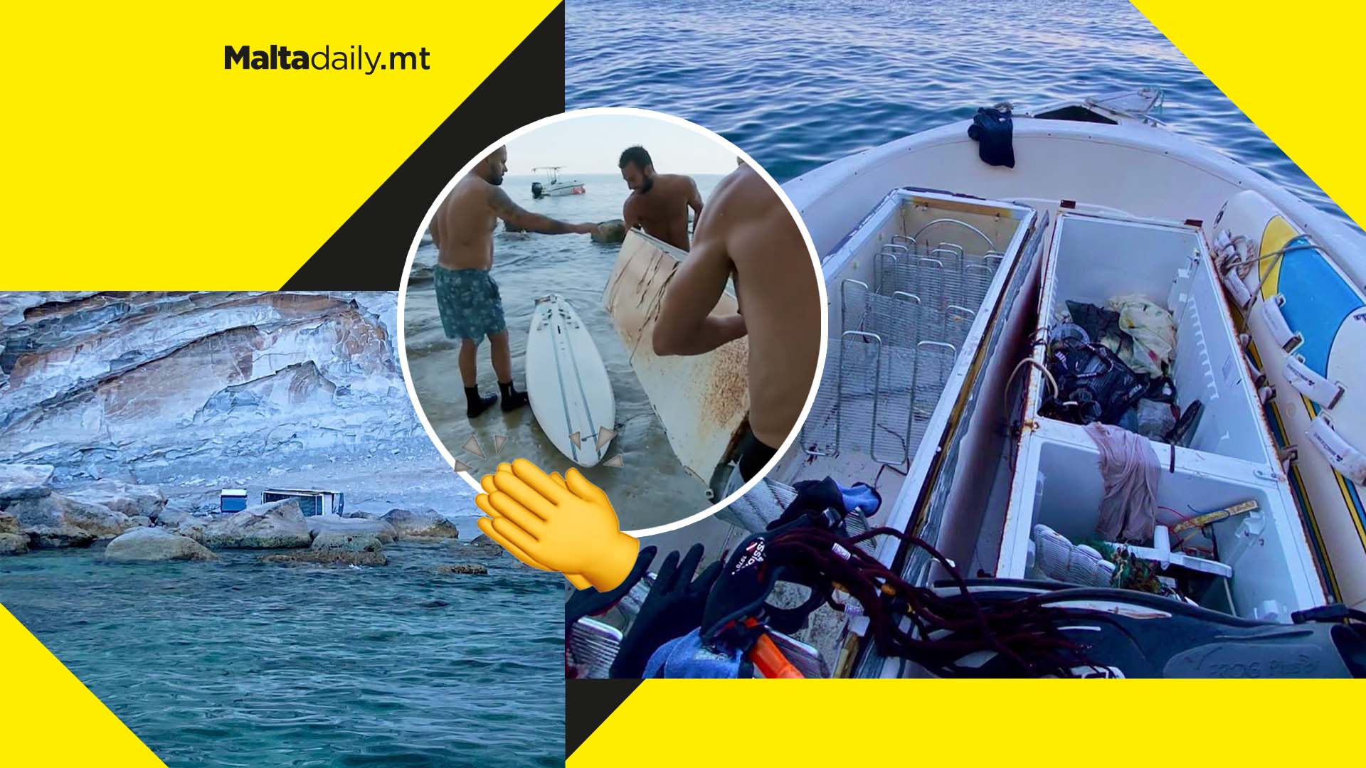 Activists retrieve 2 illegally-dumped fridges from Marsaxlokk shore