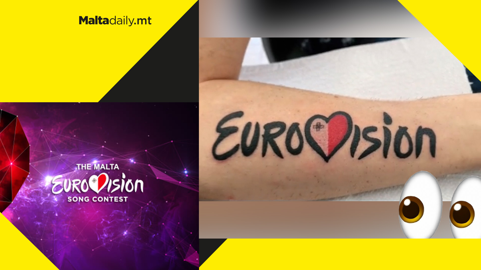 WATCH: Malta Eurovision Song Contest superfan gets logo tattooed on arm