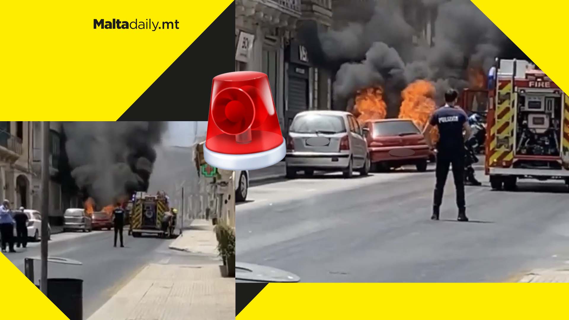 Car fire safely extinguished by Civil Protection Department in Hamrun