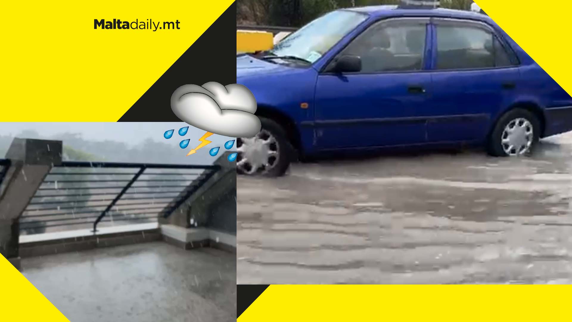 Flooding in Mriehel due to heavy rain fall all over Malta