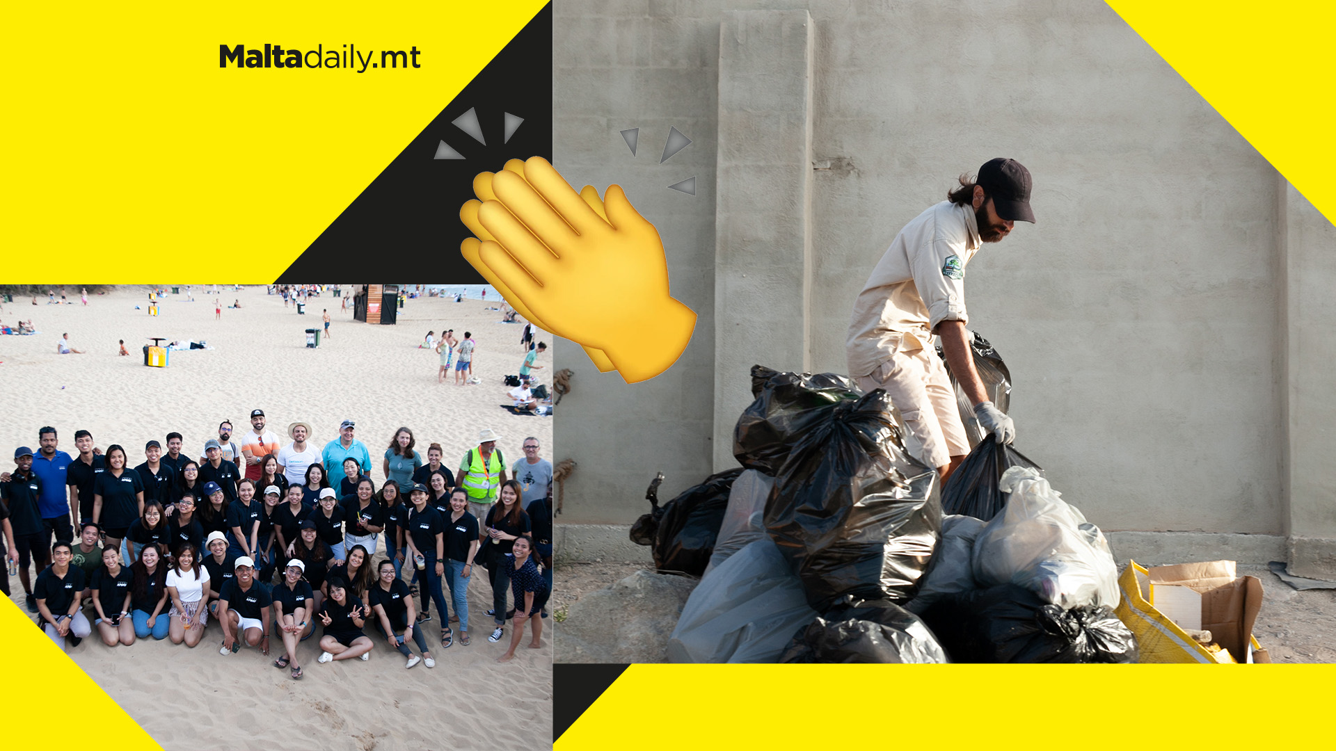 Volunteers collect 1,359.4kg of trash from Għajn Tuffieħa on World Cleanup Day