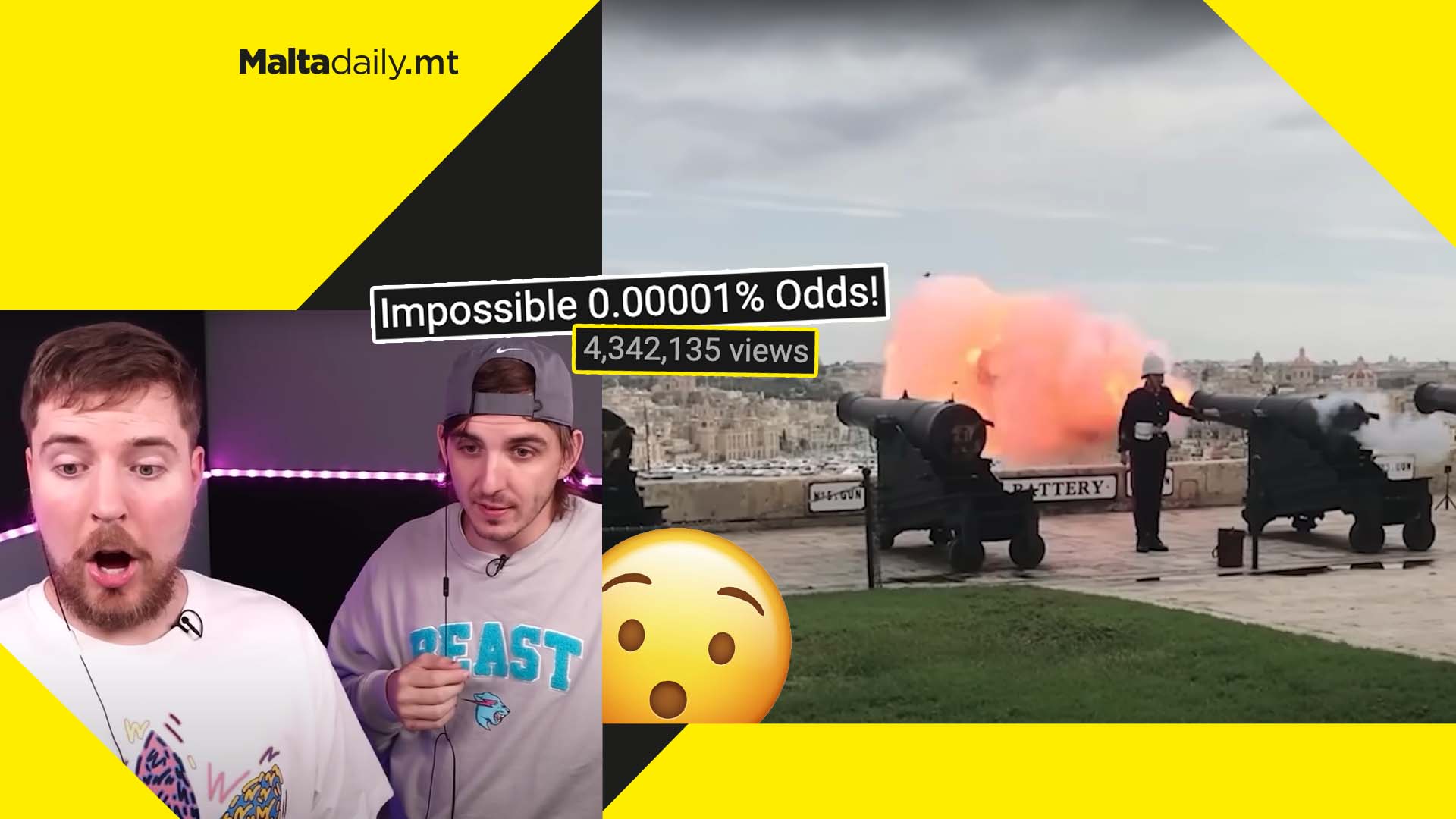 WATCH: MrBeast reacts to Maltese viral clip of pigeon shot by cannon