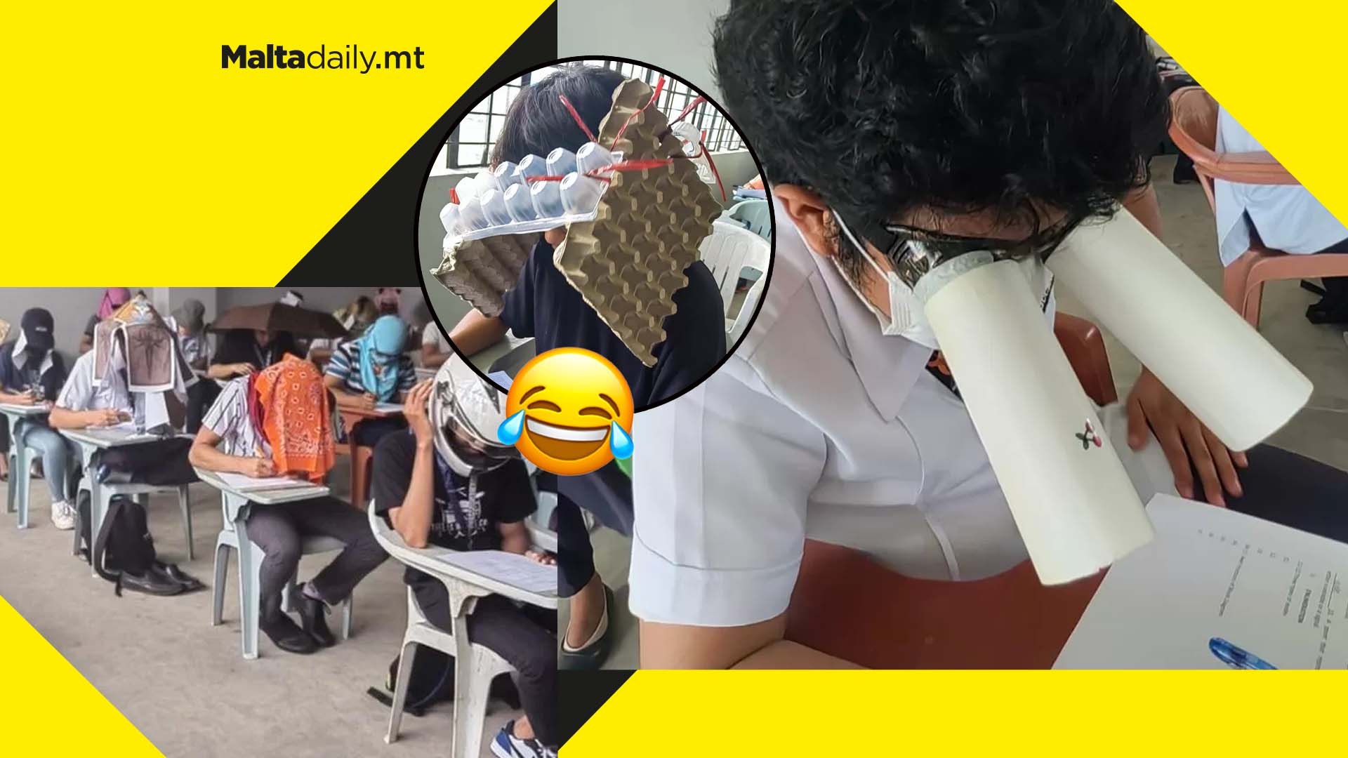 Anti-cheating hats: students wearing creative hats during exams go viral