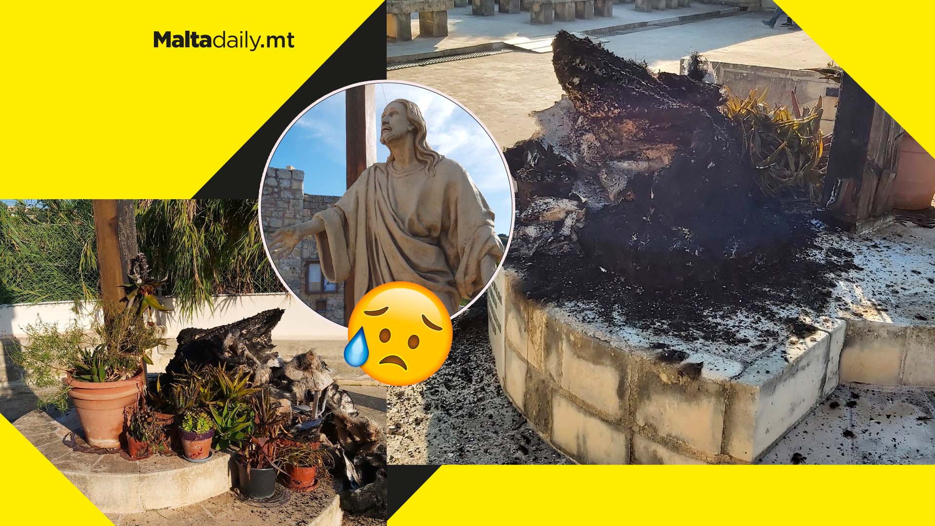 Jesus statue in Girgenti burned down - vandalism not excluded
