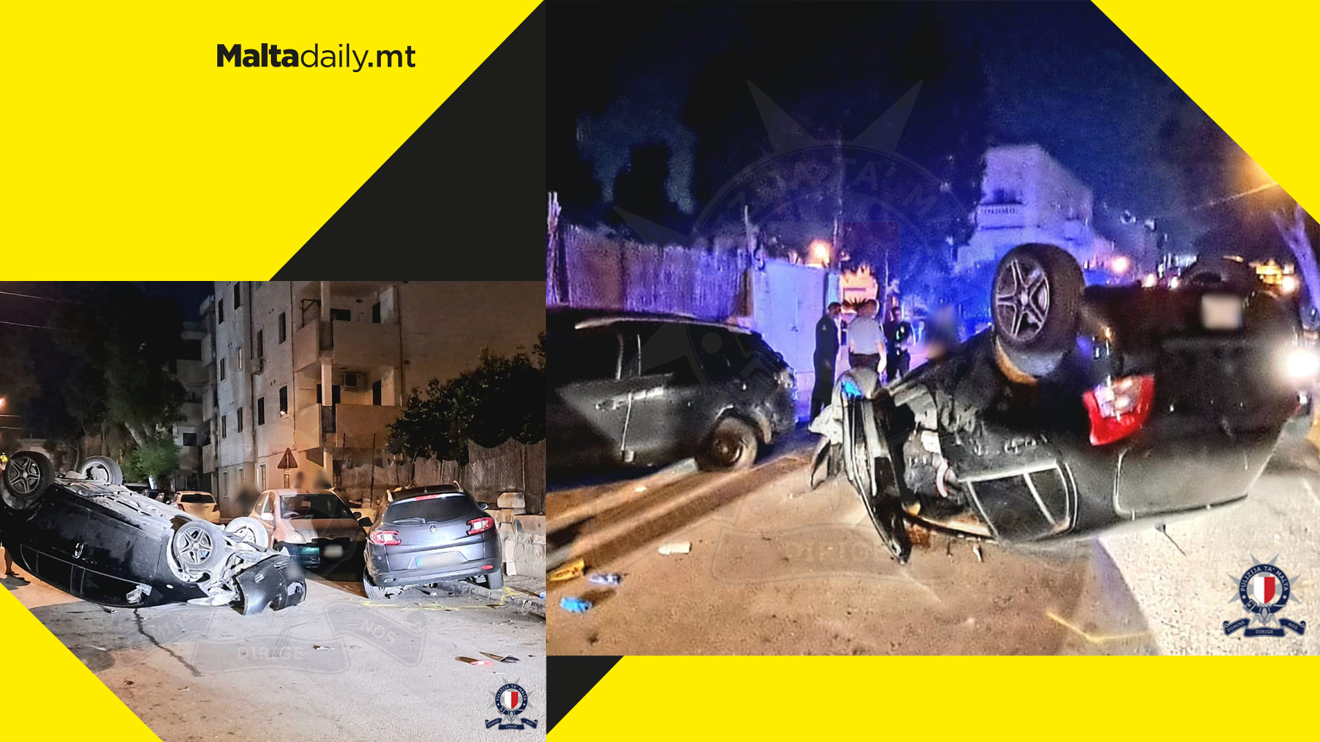 Two children injured & woman with grievous injuries after car overturns in Qormi incident