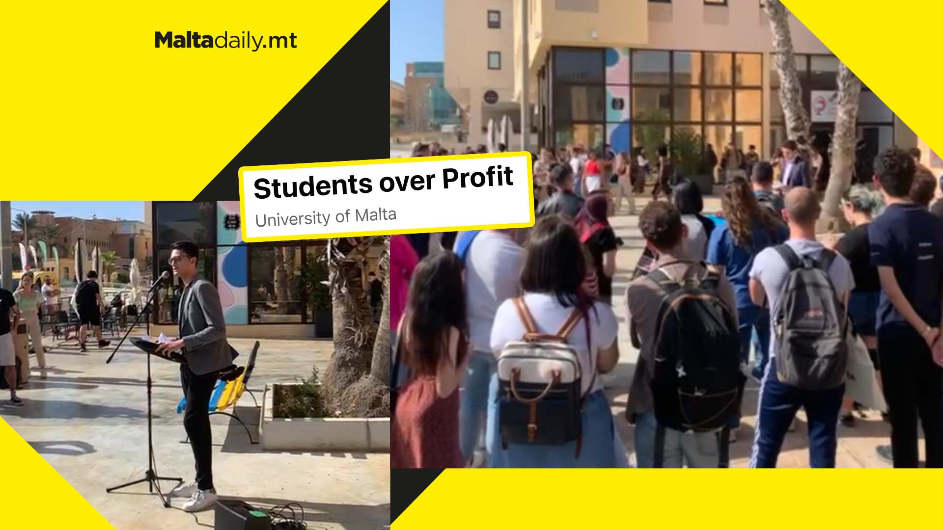 "Students over profit"; UM students head to Campus Hub to protest against student exploitation