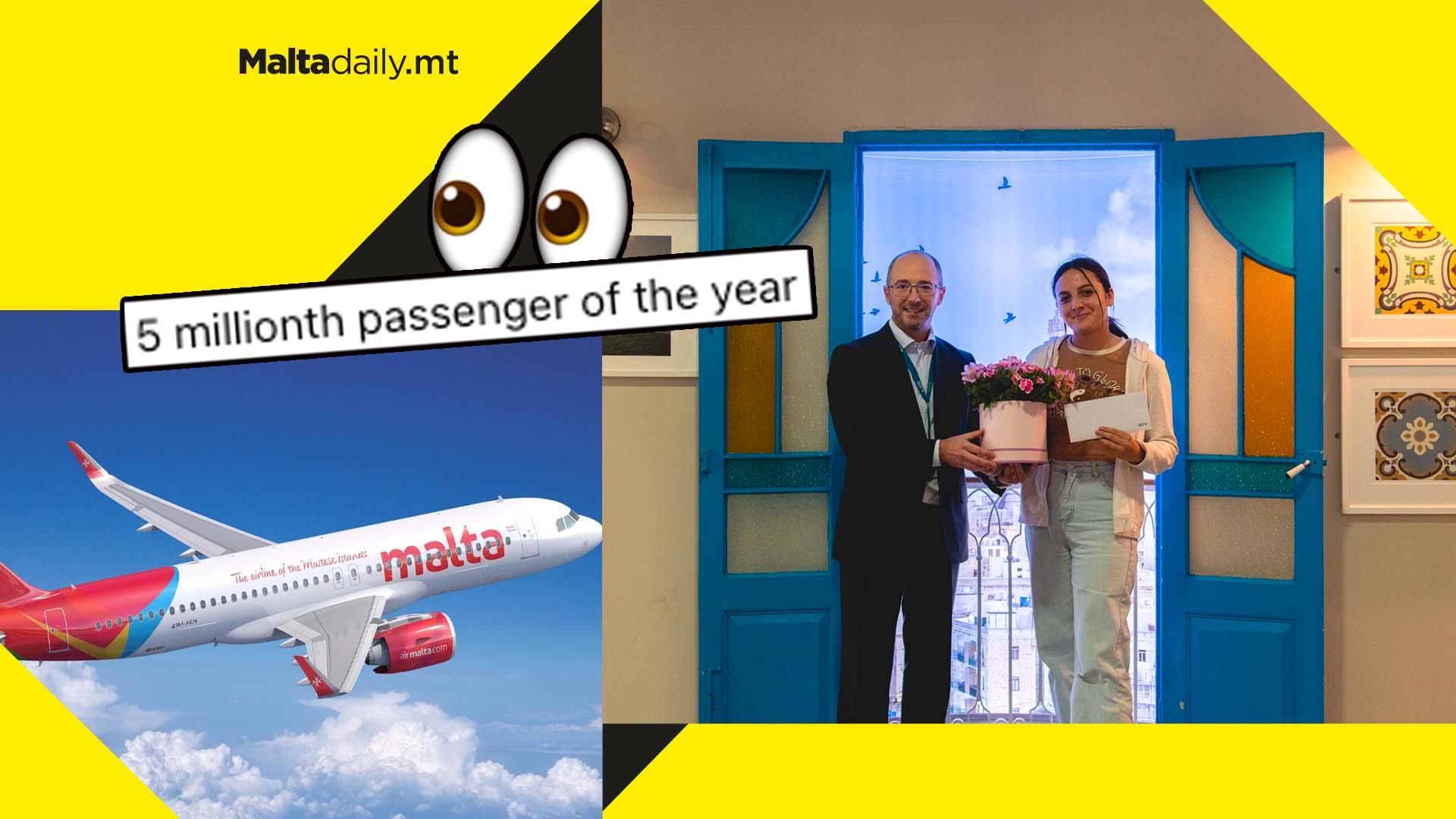 Malta Airport surprises 5 millionth AirMalta passenger of 2022