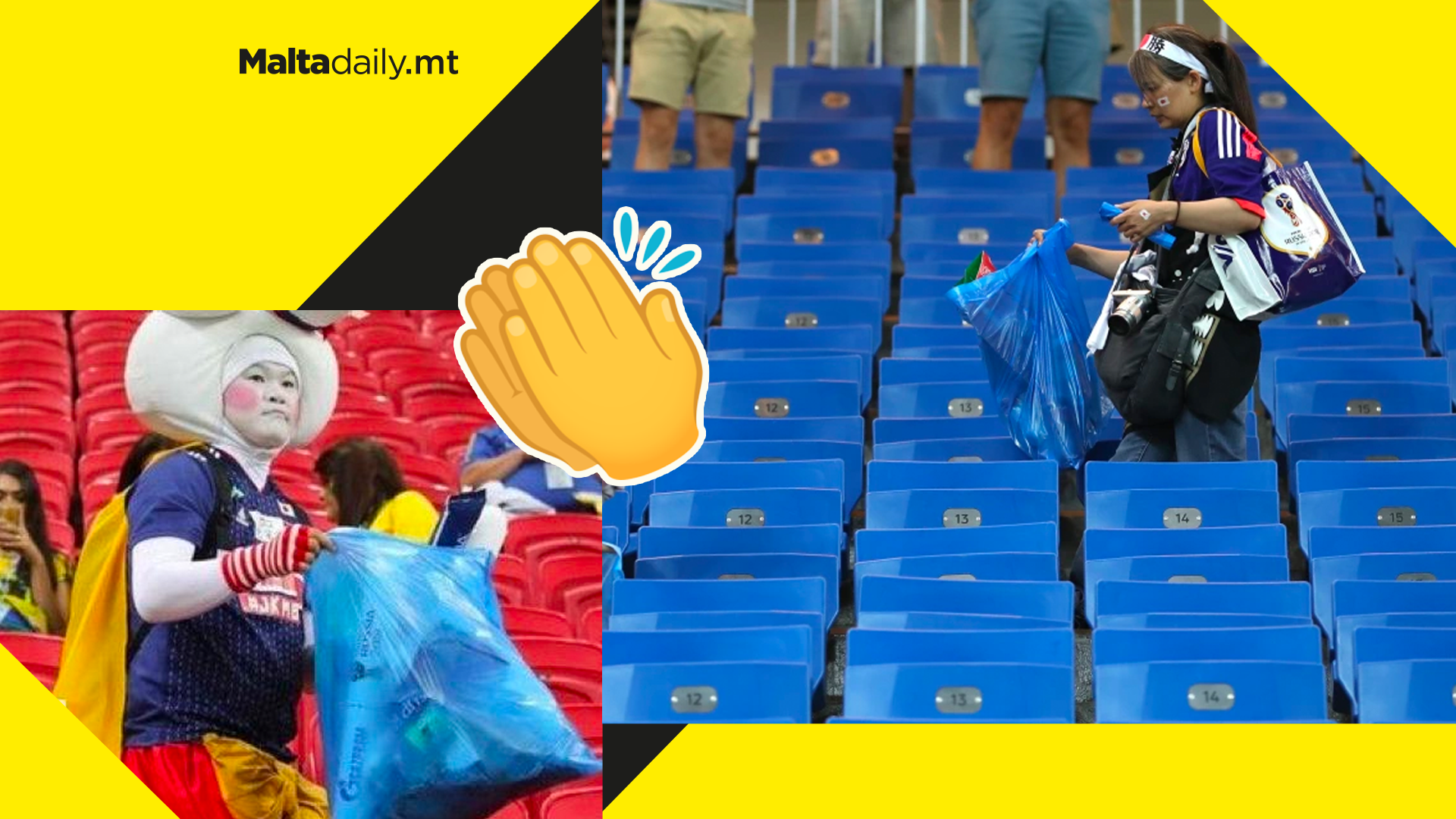 Japan fans clean up rubbish in World Cup stadium after matches