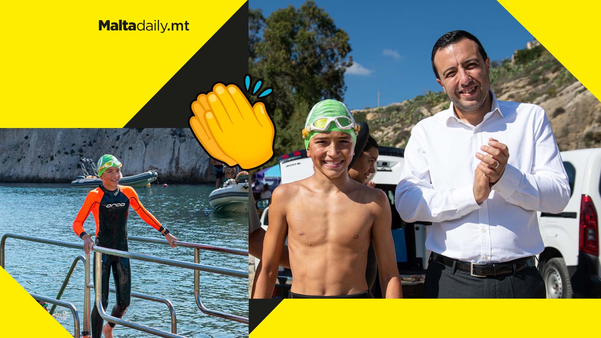 11 year old Liam swims 7km to raise awareness about plastic pollution