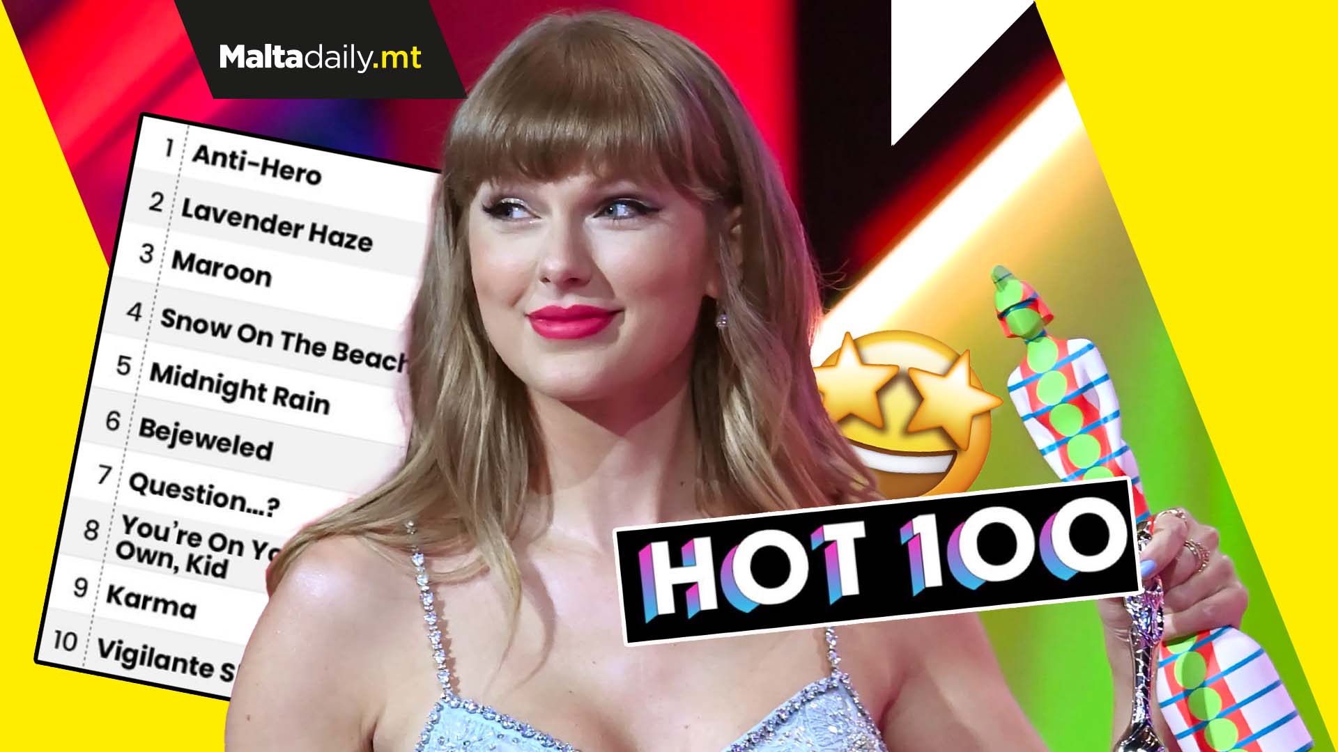 Taylor Swift first musician to fill Top 10 on Billboard Hot 100