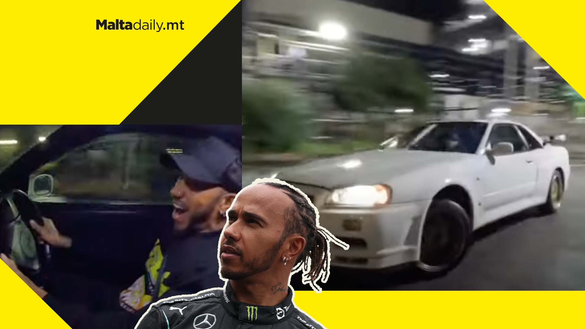 Lewis Hamilton goes full Tokyo Drift in Nissan GT-R R34