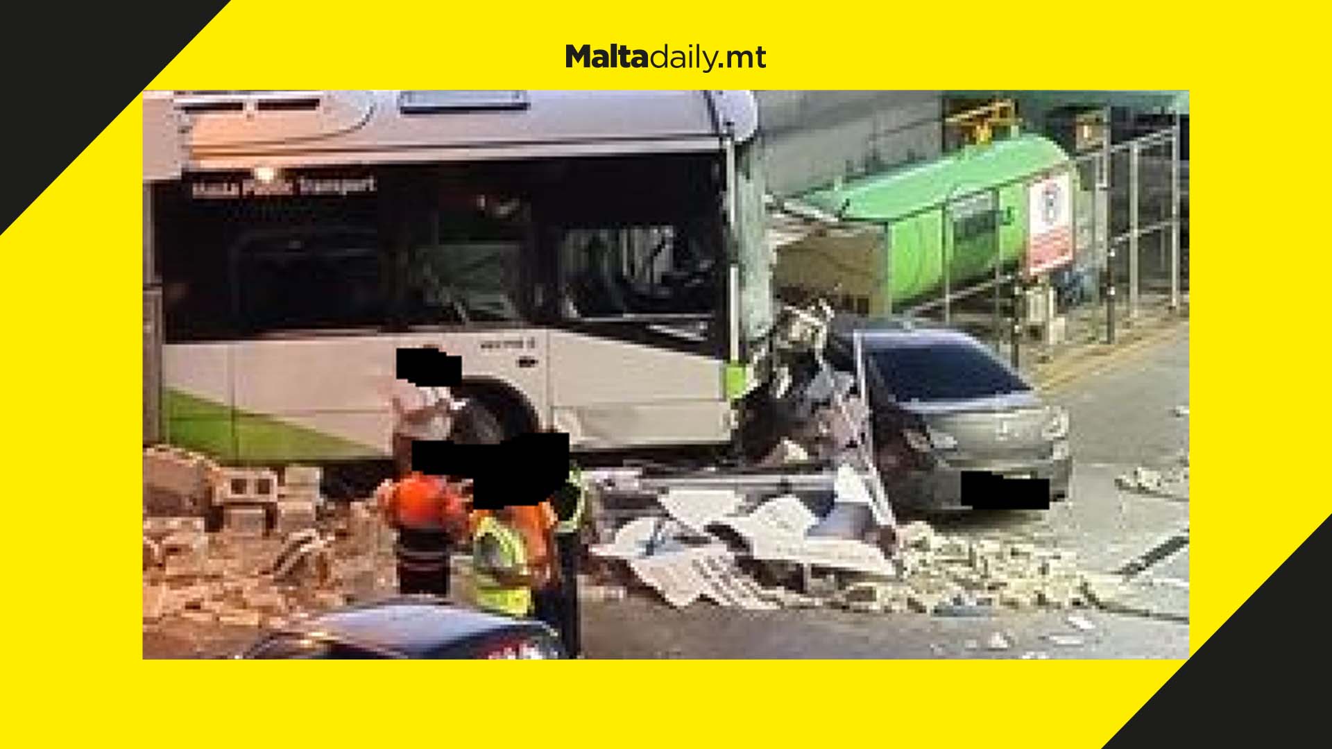 Bus crashes into Mellieha construction site after driver loses control of vehicle