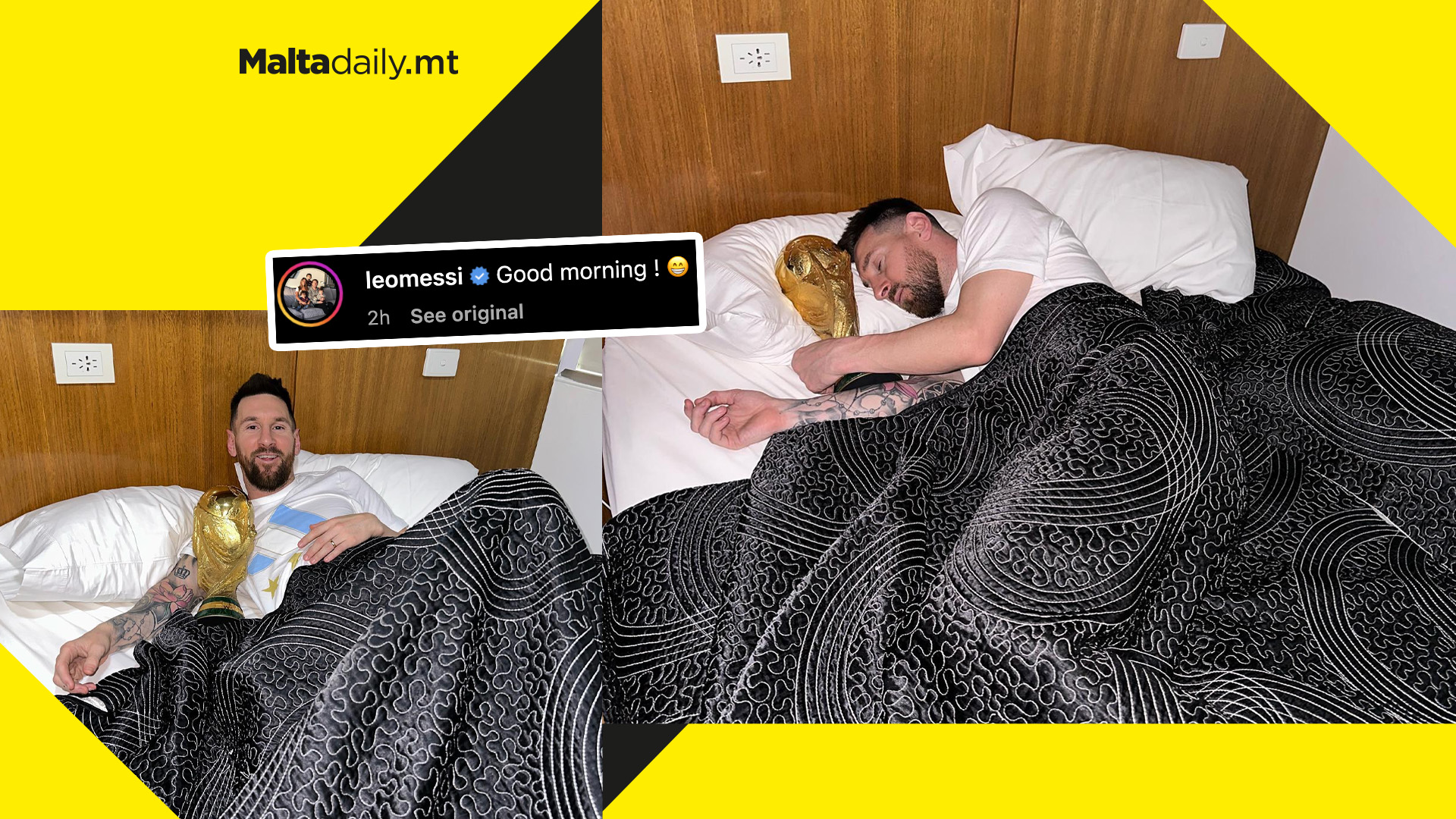 Lionel Messi breaks the internet after posting photo in bed with FIFA World Cup
