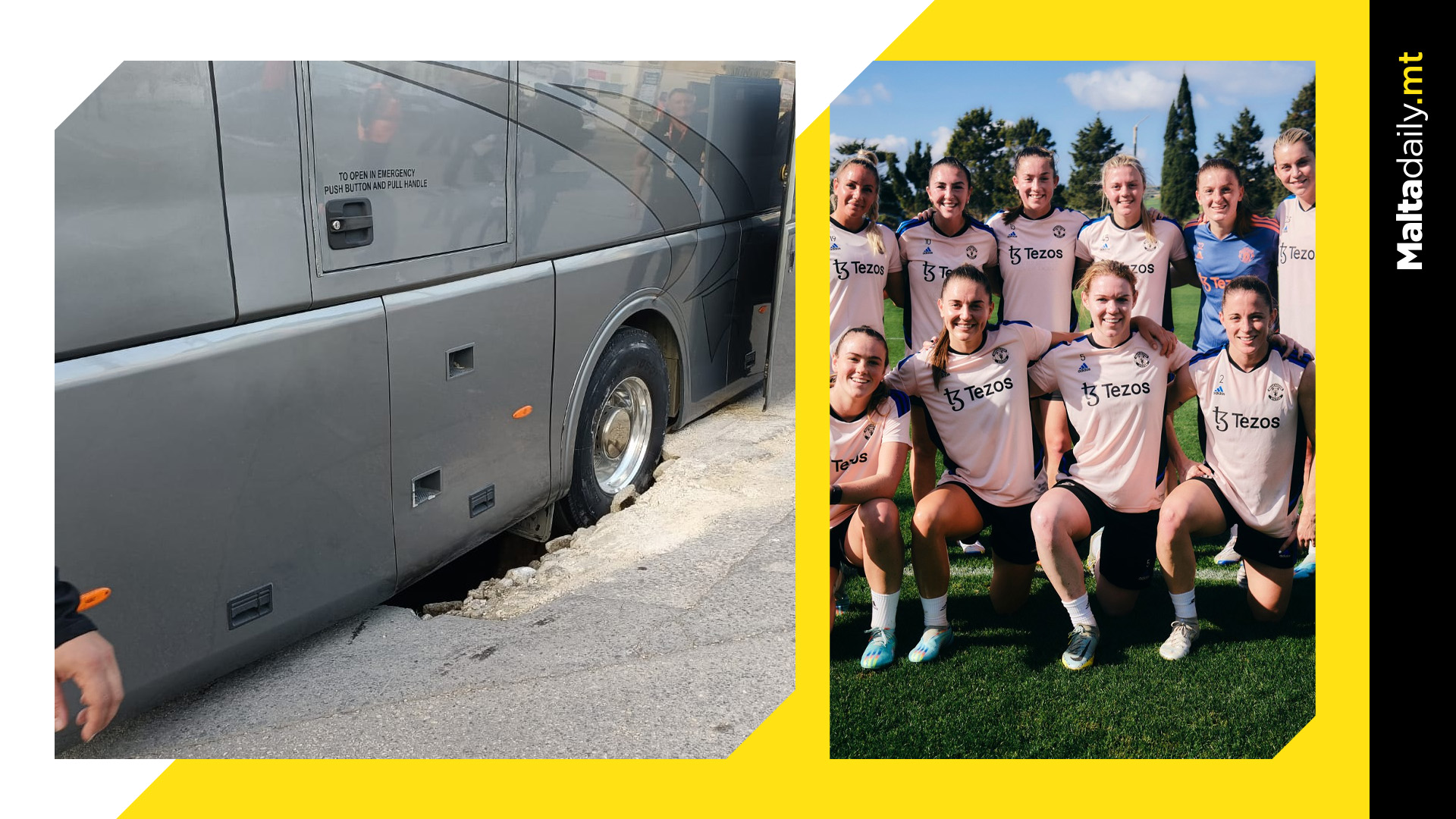 Manchester United women's team left stranded as road collapses on the way to field