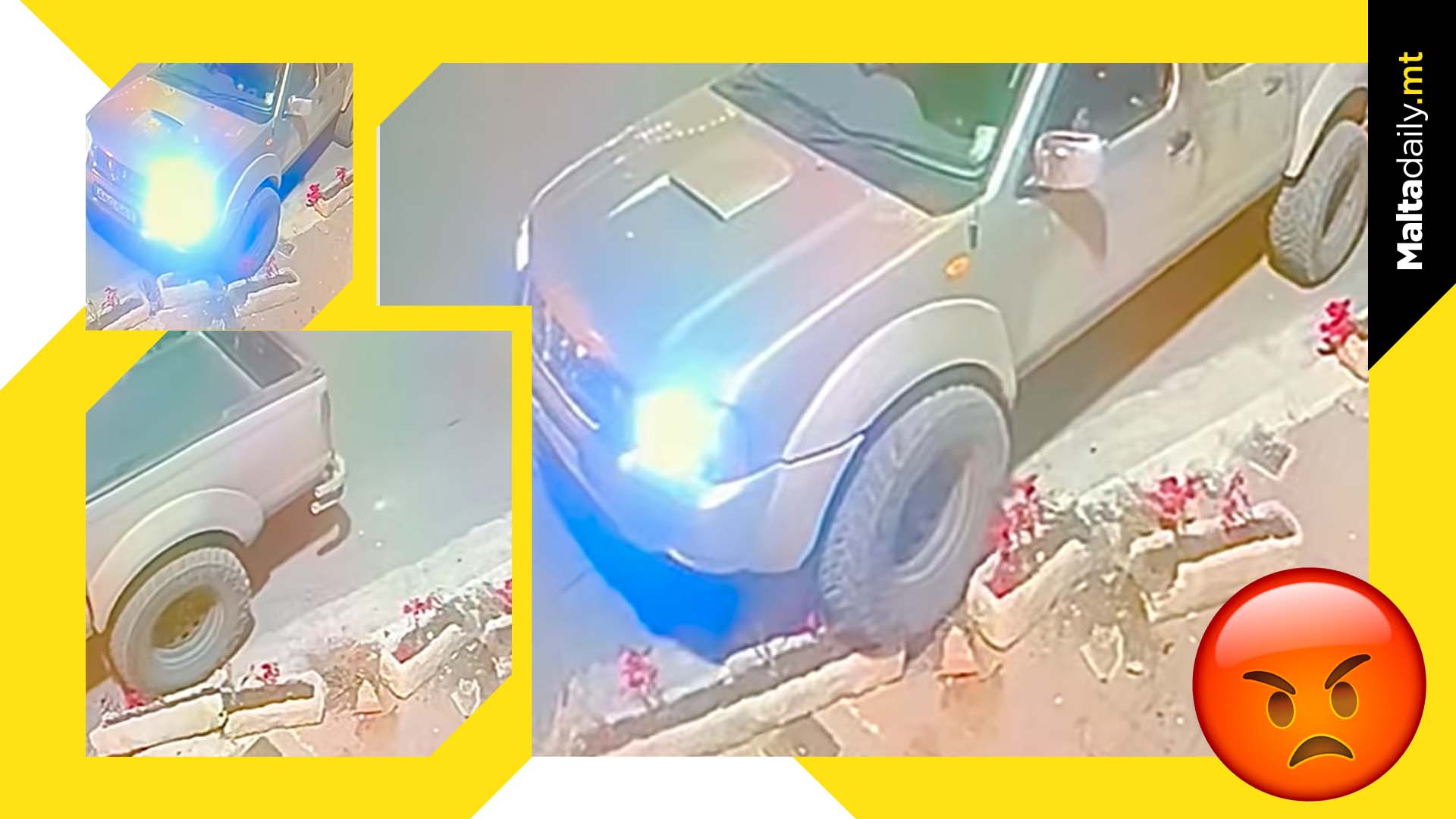 CCTV shows car intentionally driving over restaurant plant pots