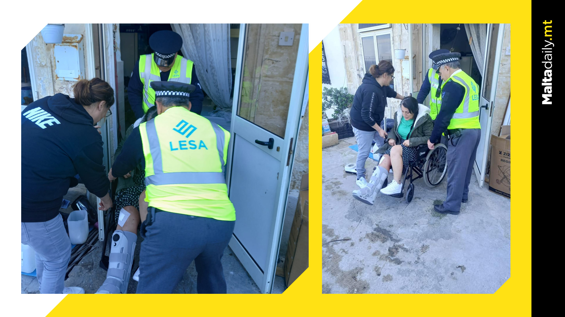 LESA officials help woman in wheelchair enter her house