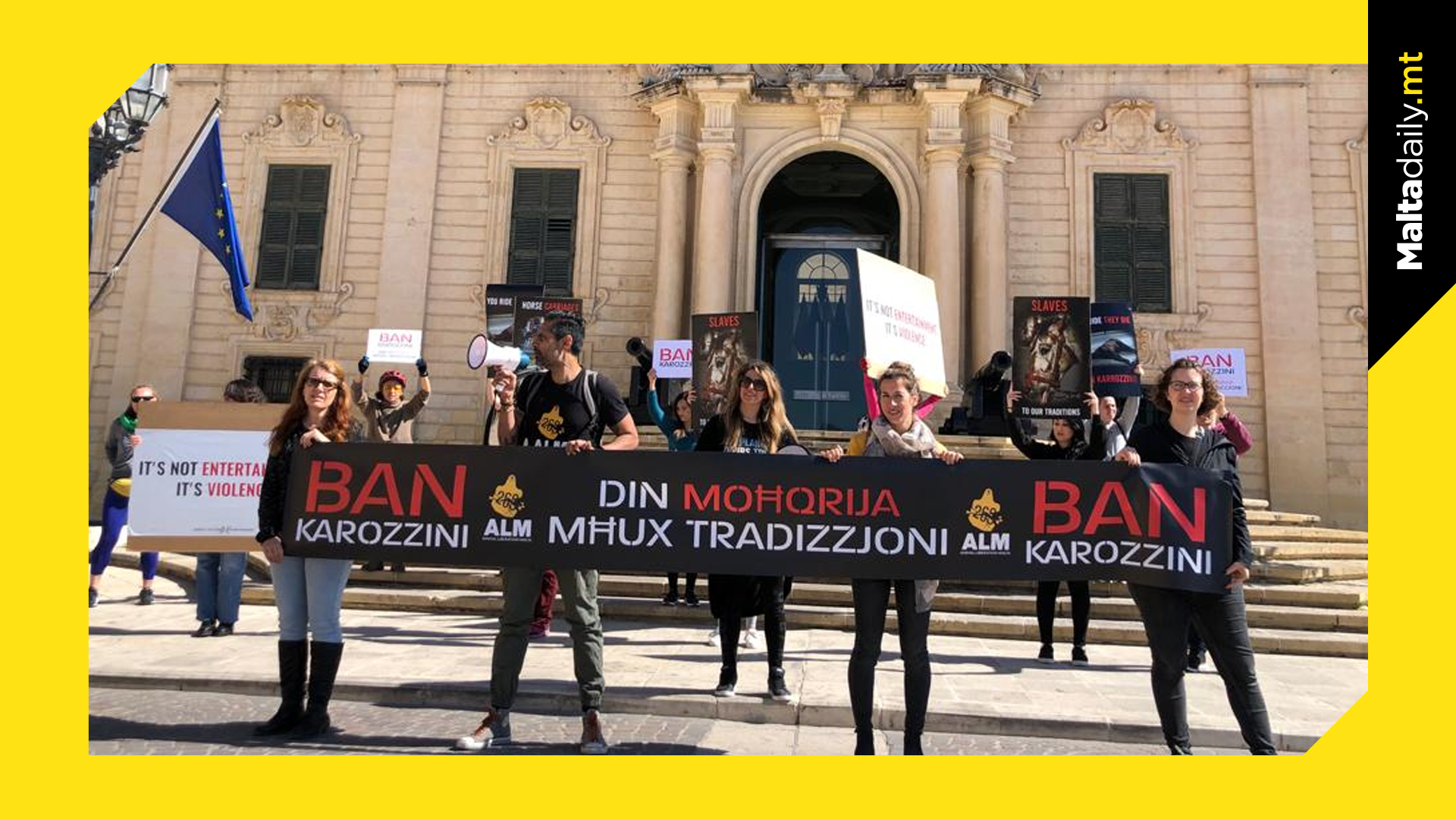 Animal Rights Activists March in Valletta Demanding Ban of Horse-Drawn Carriages