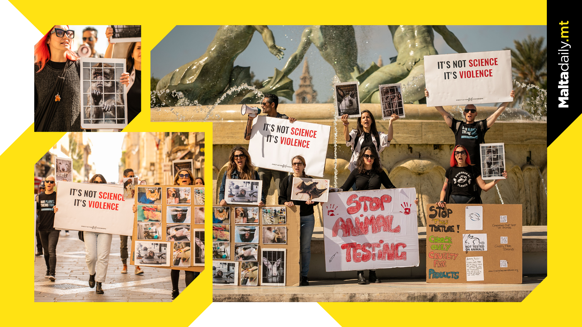 Animal Liberation Malta protest animal testing in Valletta