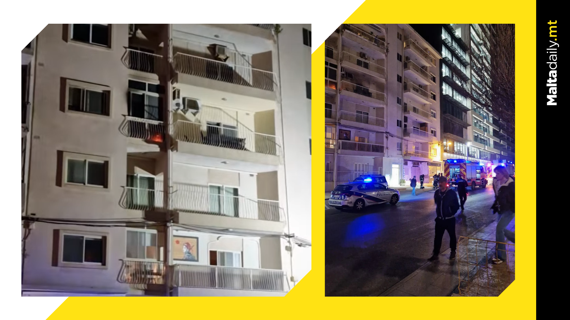 Sliema apartments evacuated due to fire breaking out at night
