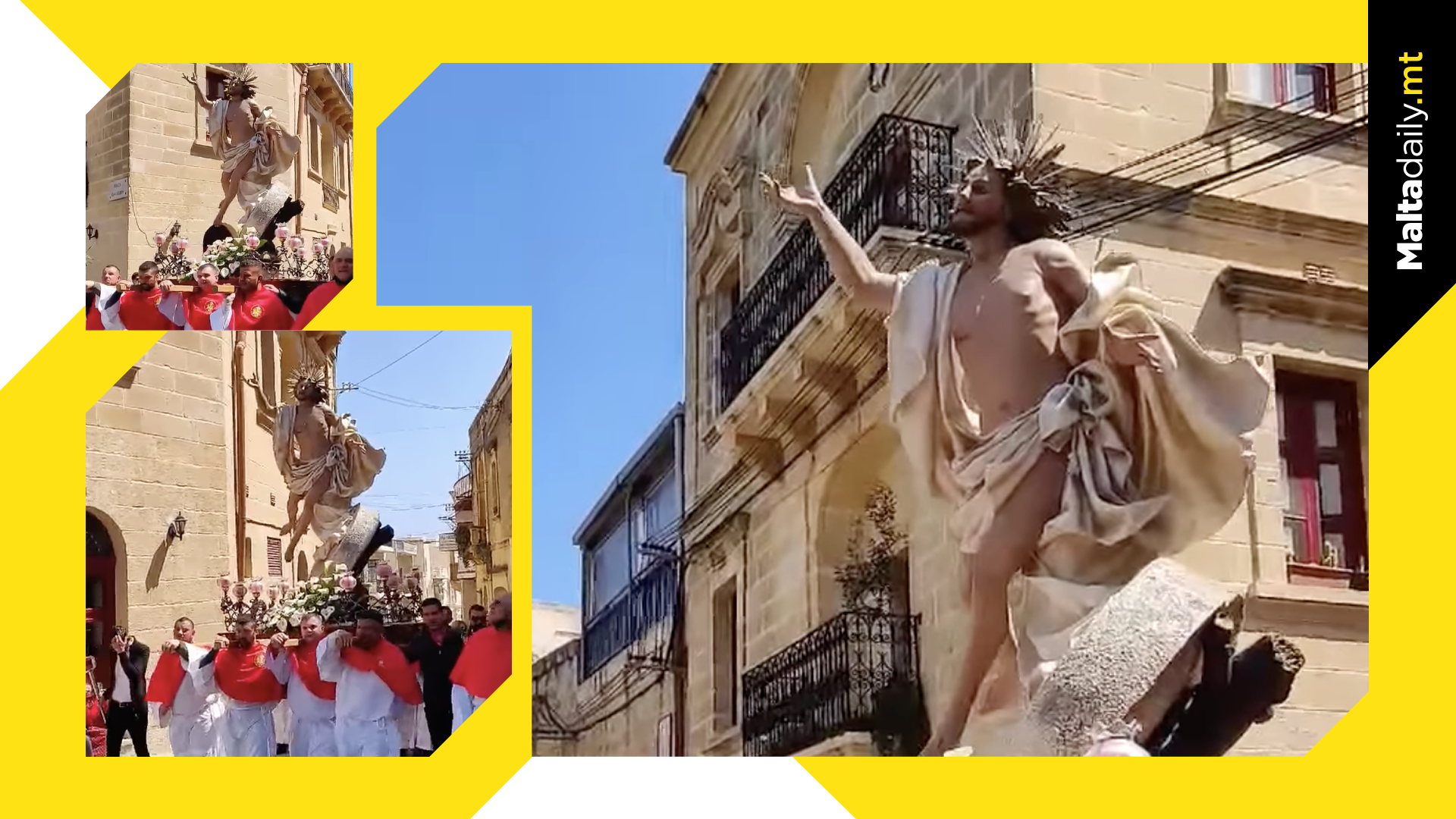 Easter procession with statue of Risen Christ in Qala, Gozo