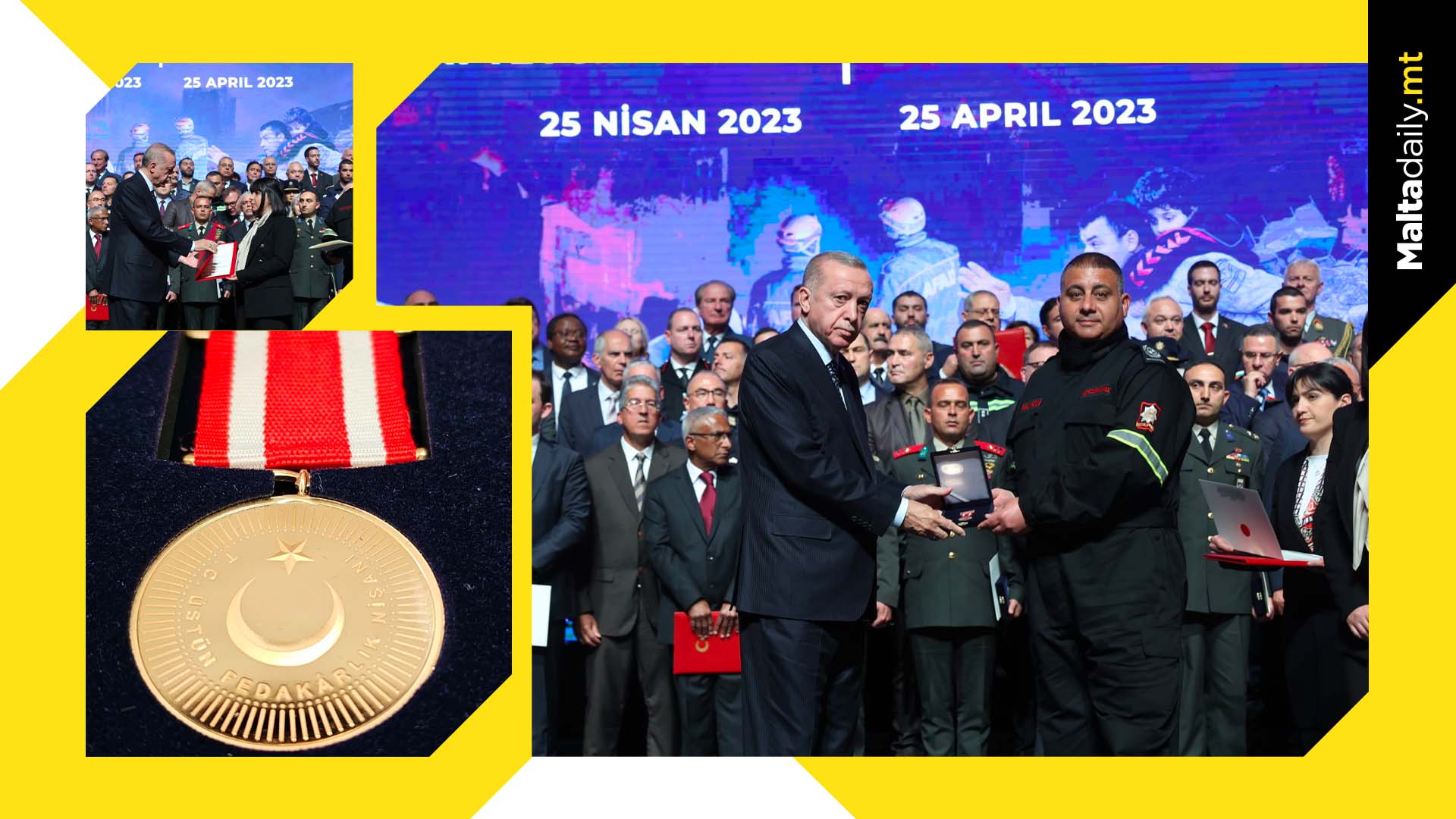 Turkish president awards Malta's Civil Protection Unit for their service
