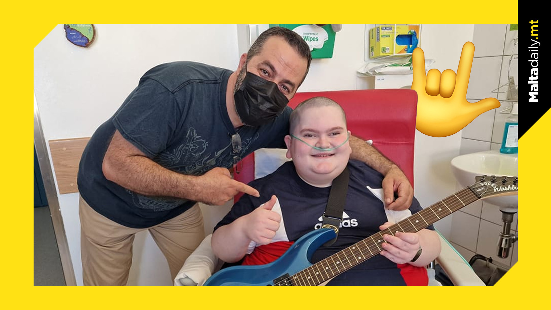Rock on! Jake Vella surprised with brand new guitar ahead of lessons