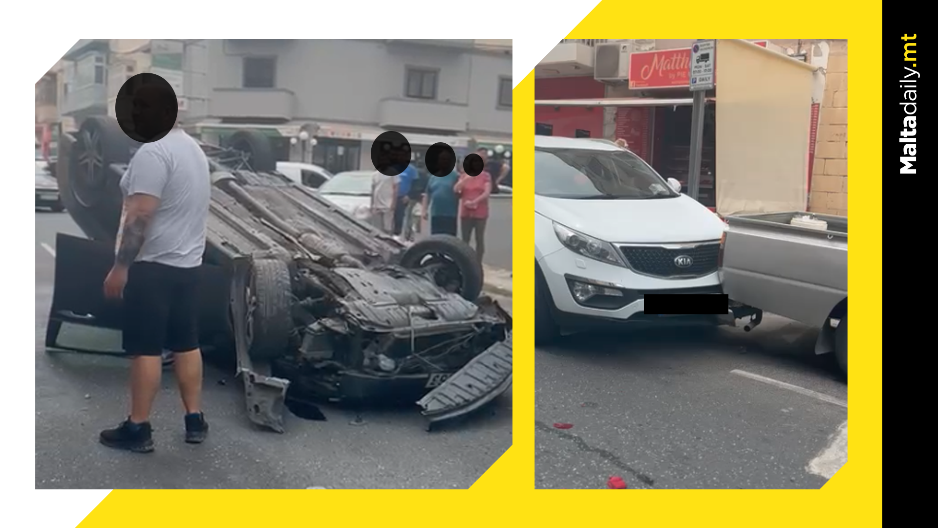 Car overturns in Imdina Road, Qormi