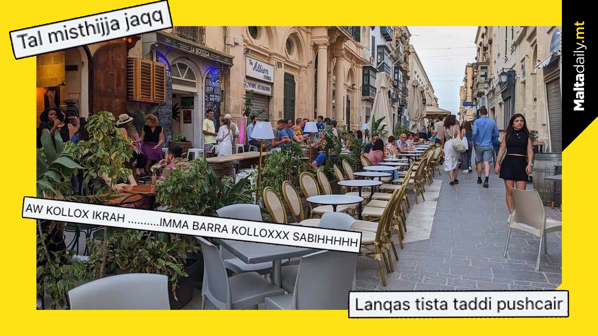 Tables & chairs in Valletta streets spark online debate