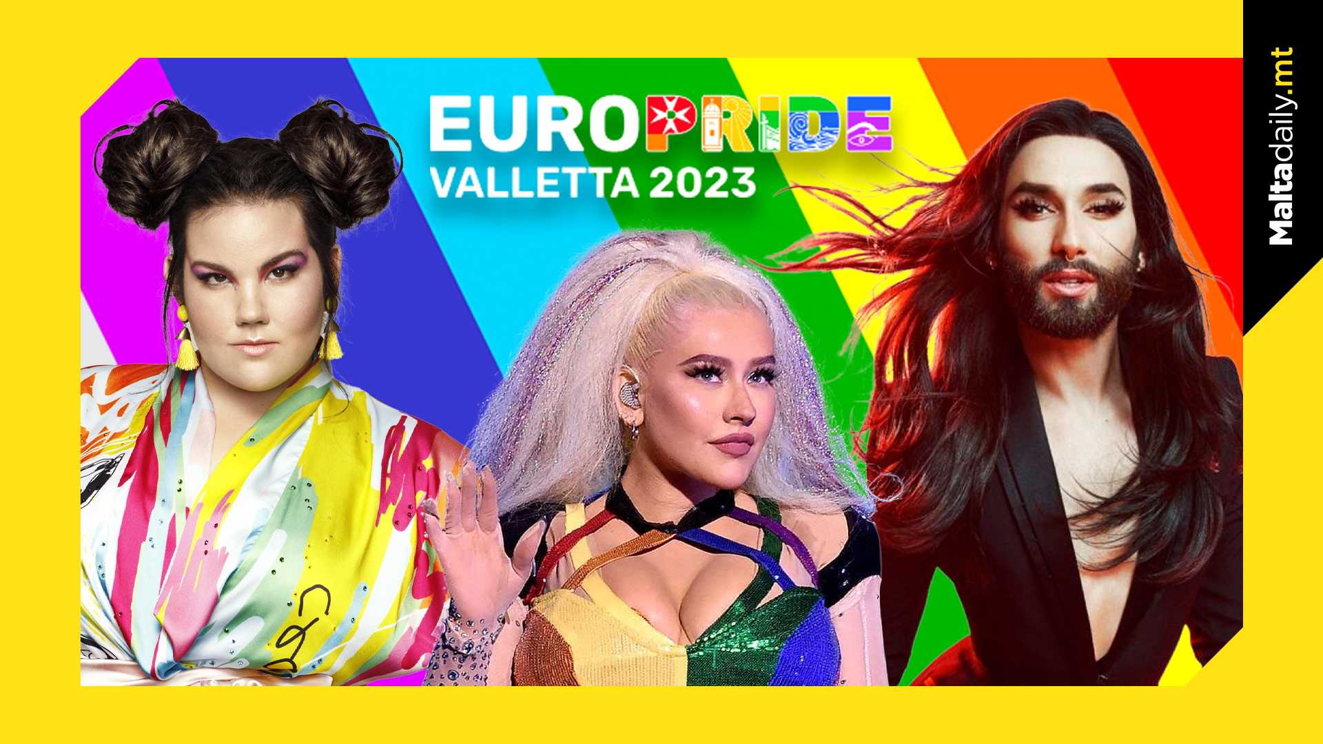 Christina Aguilera, Netta, and Conchita are all part of the star-studded lineup for Euro Pride