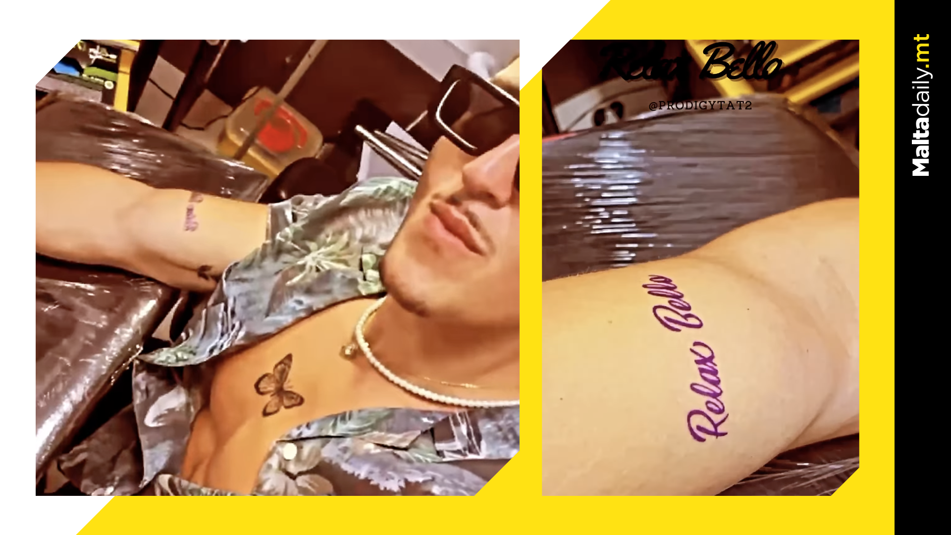 Dale Tattoos ‘Relax Bello’ On His Arm