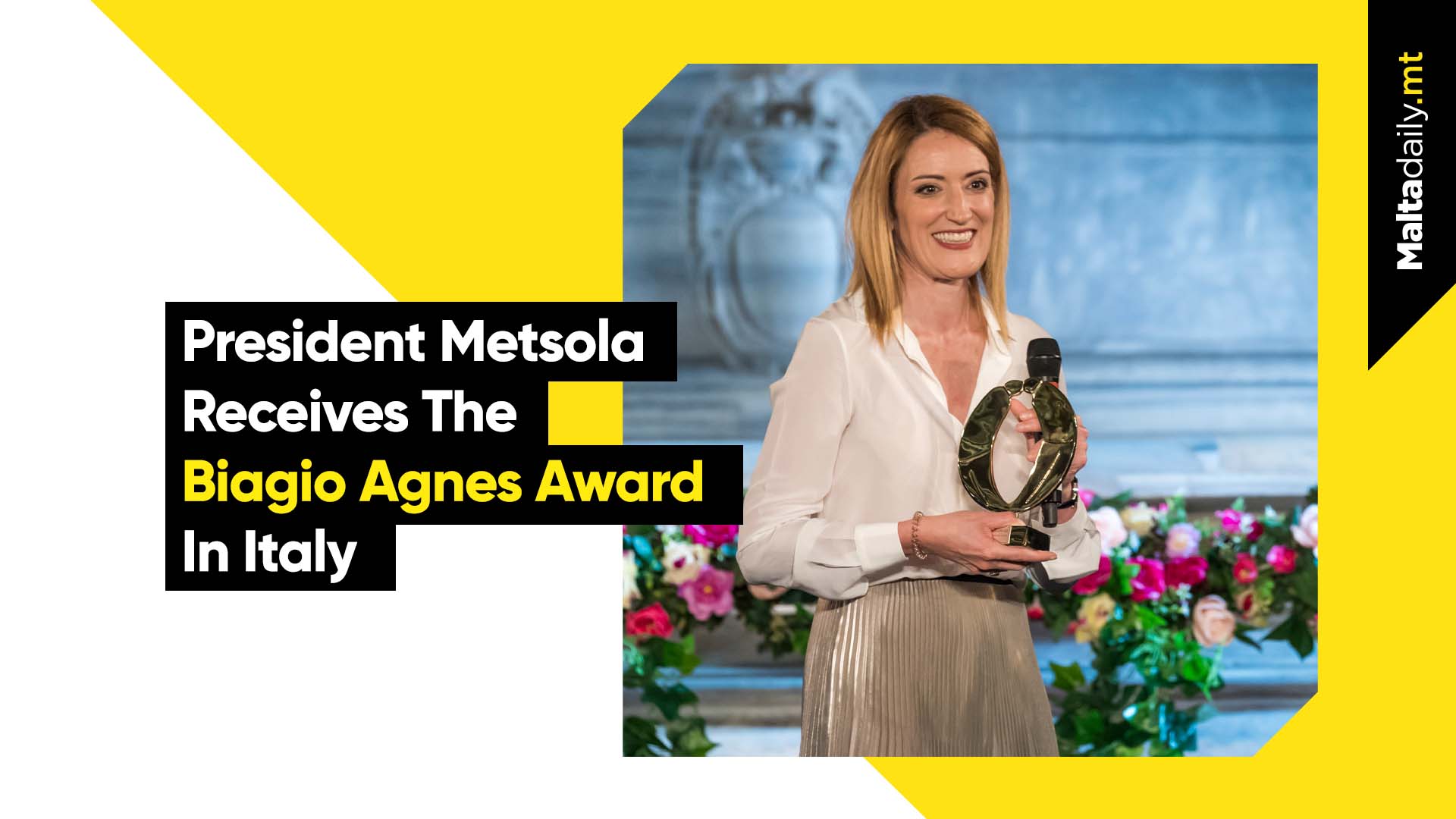President Metsola Receives The Biagio Agnes Award In Italy