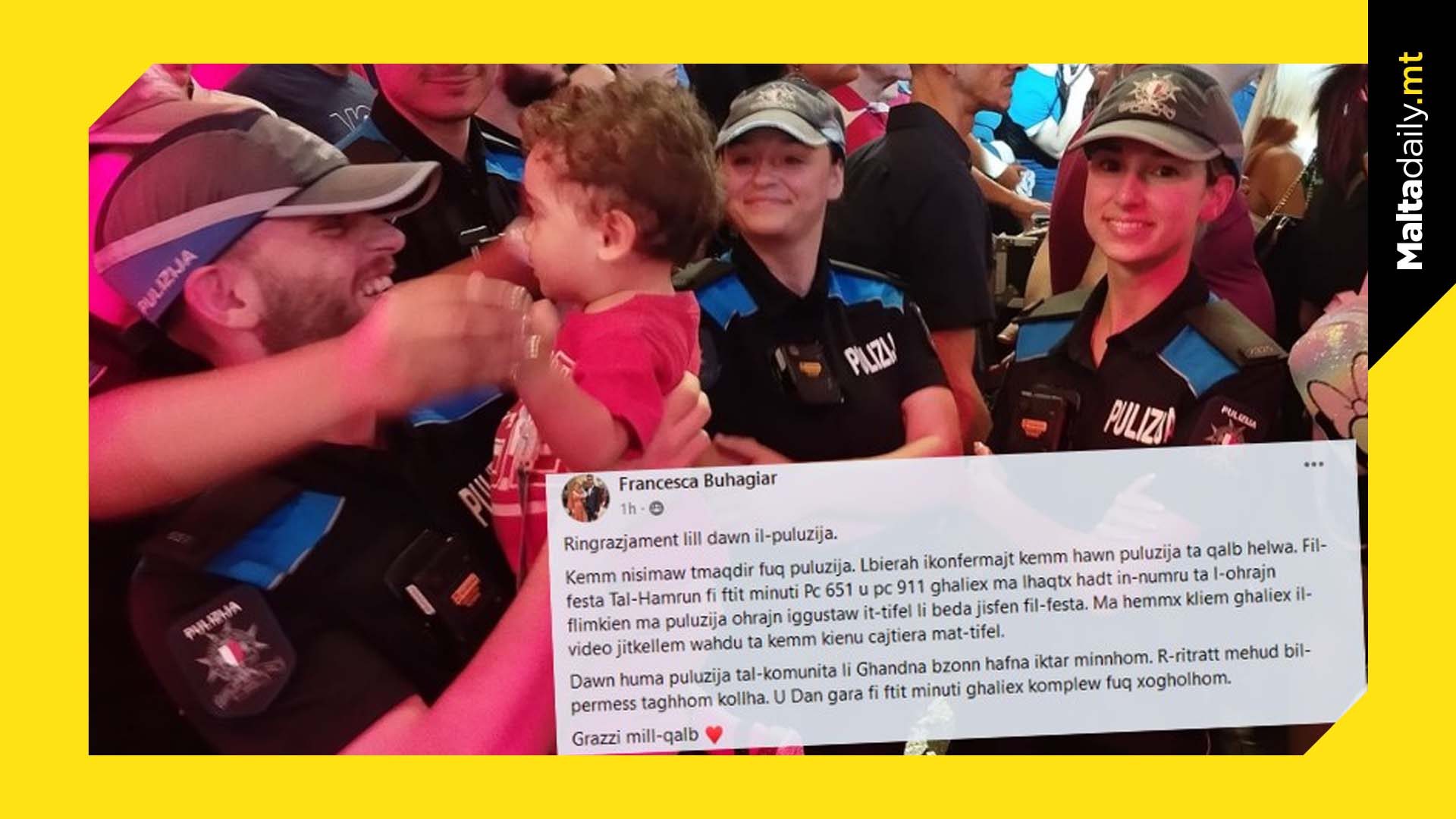 Police Officers Praised For Cheering On Boy During Hamrun Feast