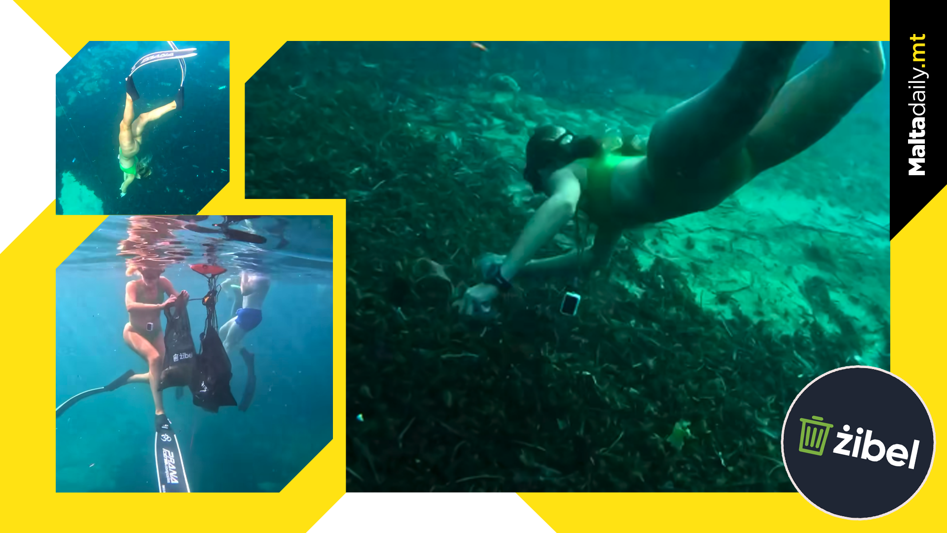 Free Divers Join Zibel To Clean Malta's Sea Bed