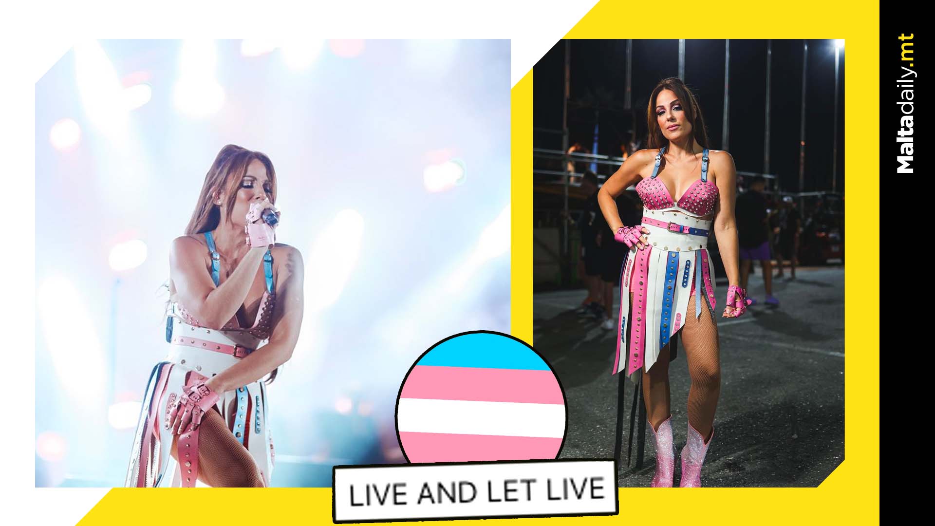 Ira Losco Rocks Trans Flag Colours For EuroPride