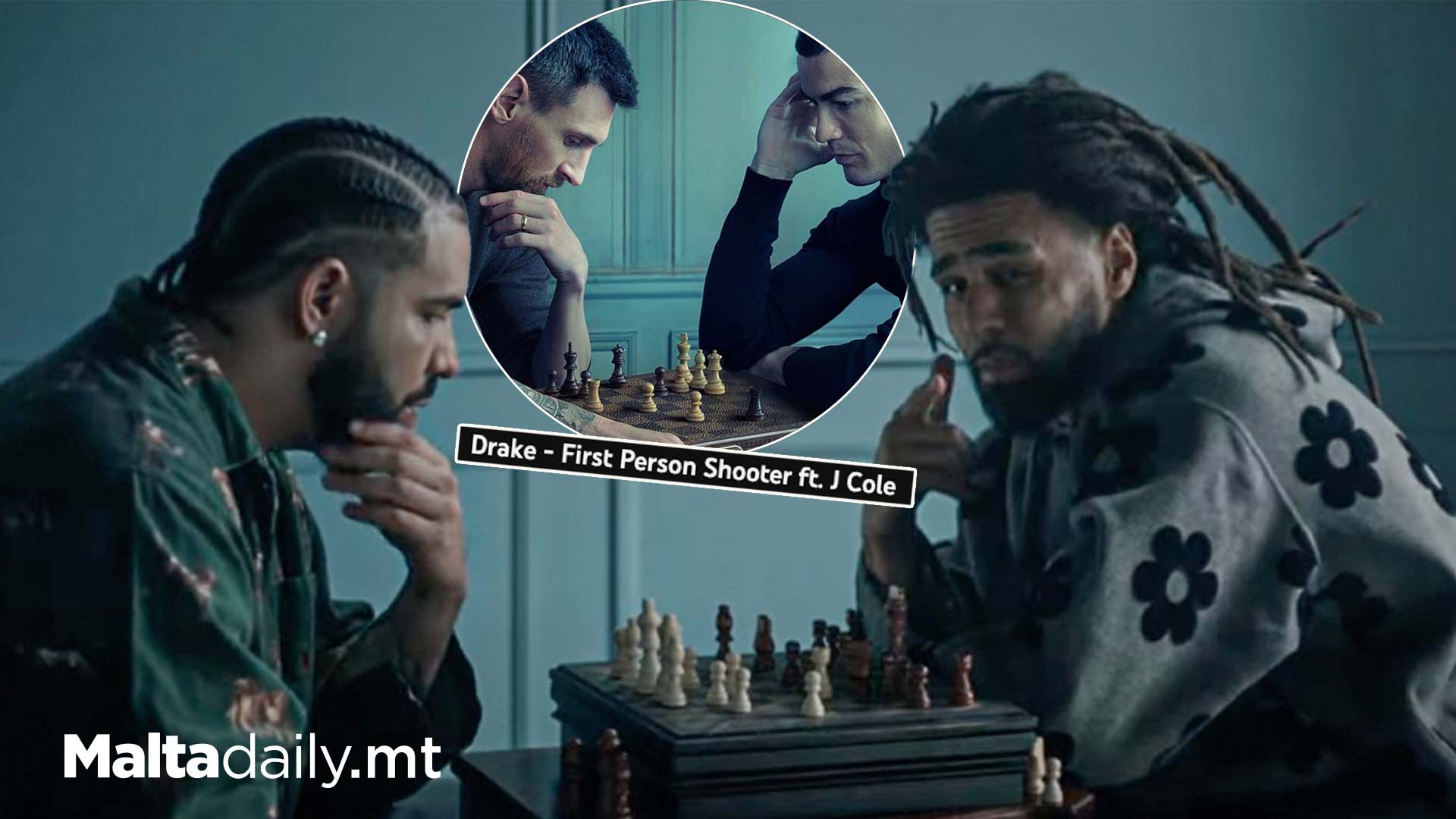 Drake Recreates Messi & Ronaldo Chess Photo With J. Cole