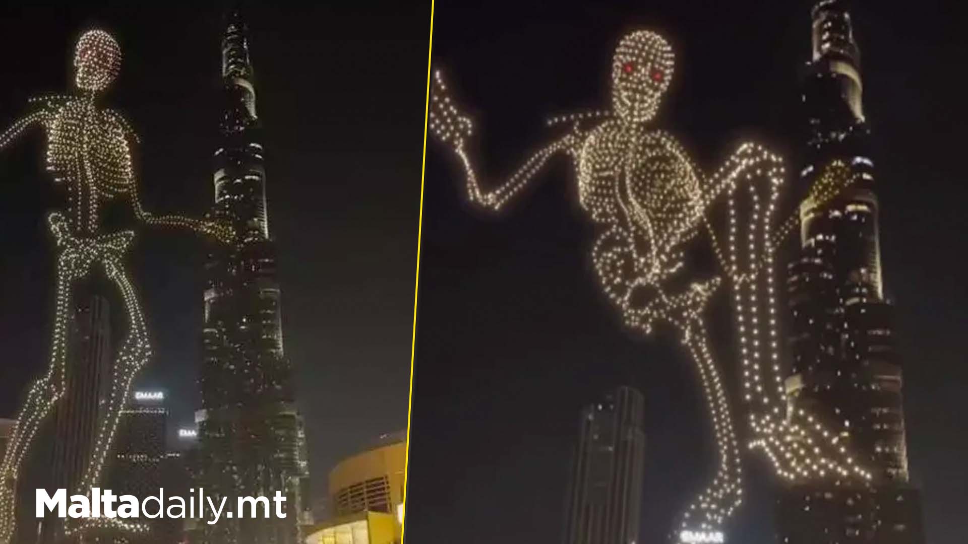 Giant Skeleton In Dubai Drone Show